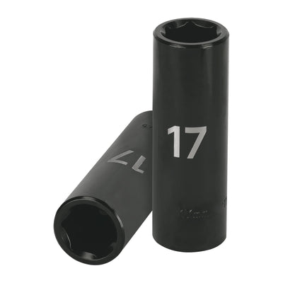 Dado de impacto, largo, 6 puntas, cuadro 1/2" de 17mm