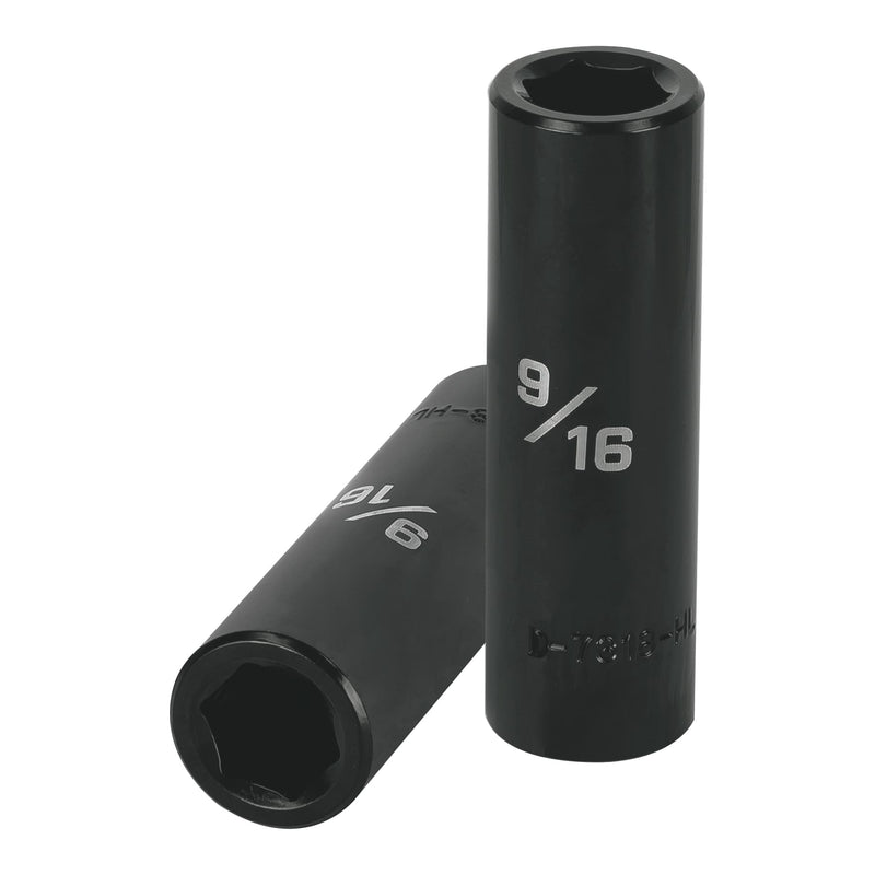 Dado de impacto, largo, 6 puntas, cuadro 1/2" de 9/16"