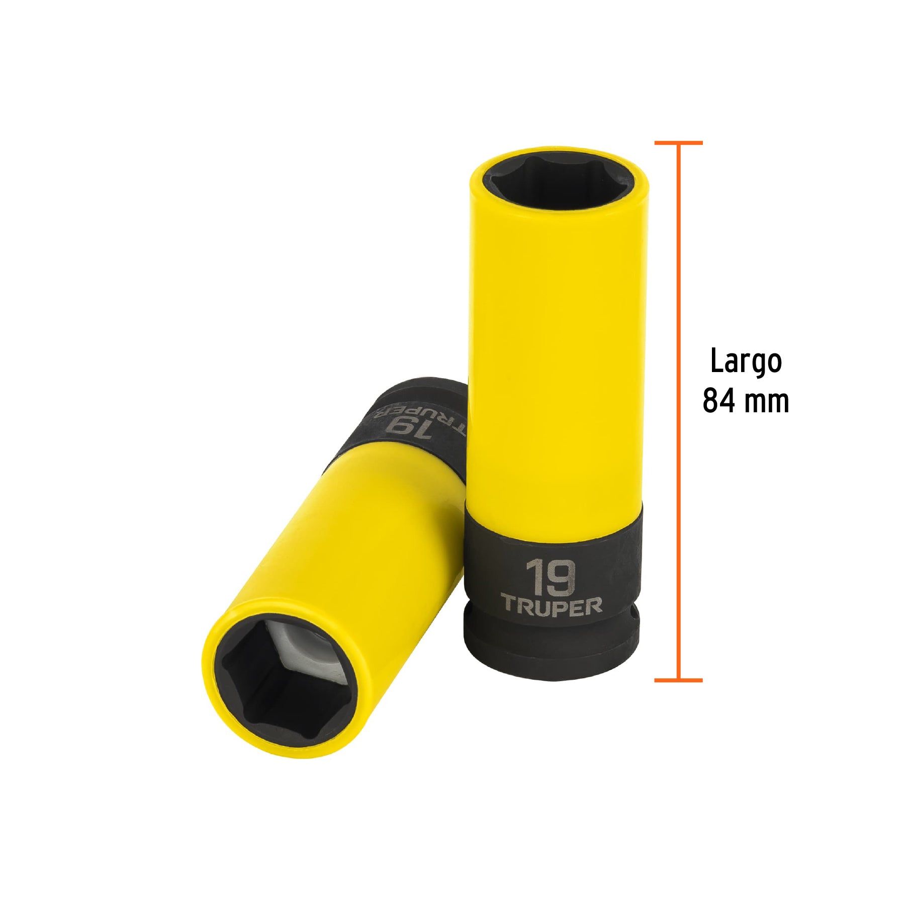 Dado largo impacto, 19mm, 6 p, protec plástica, cuadro 1/2'