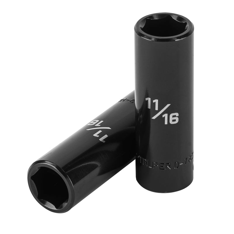 Dado de impacto, largo, 6 puntas, cuadro 1/2" de 11/16"