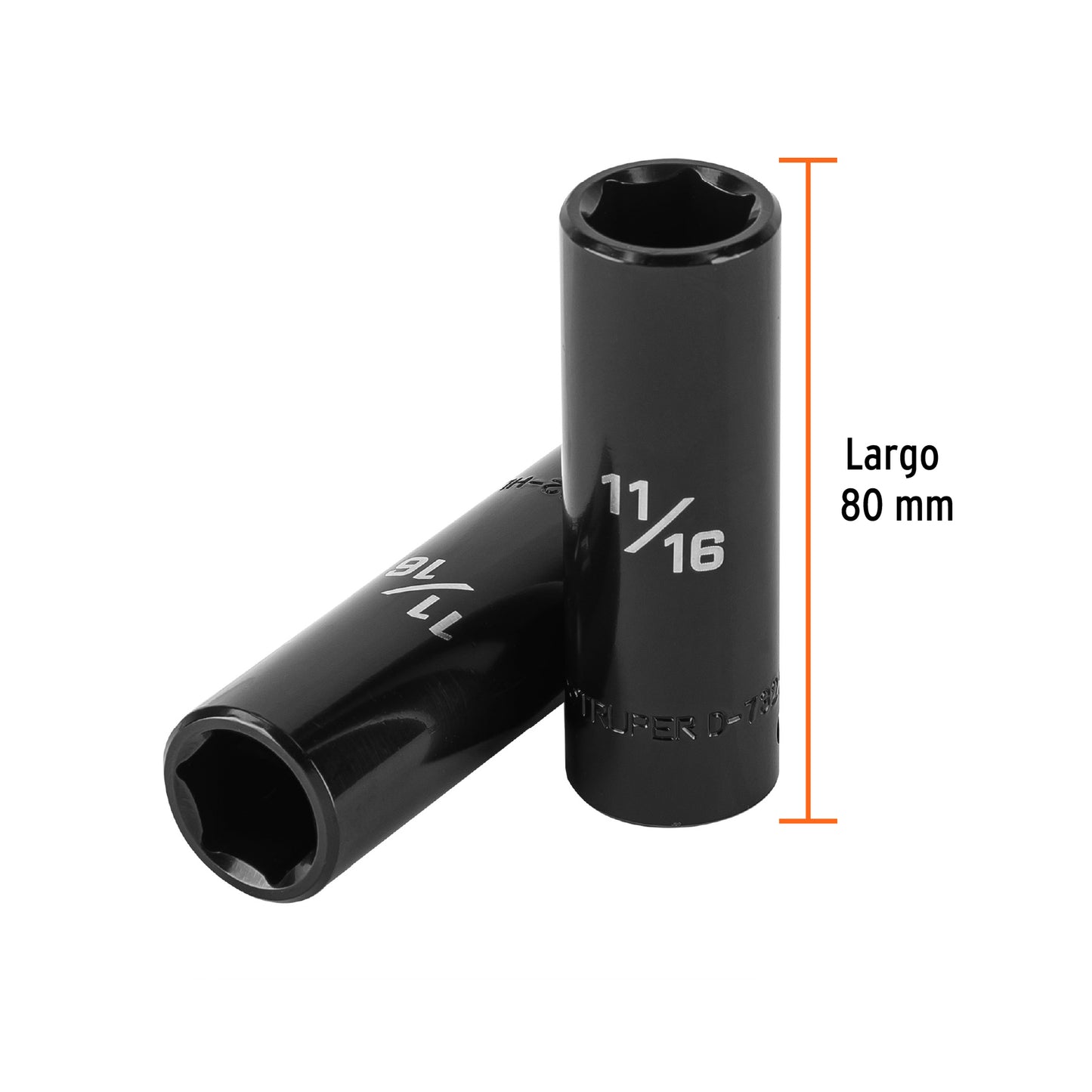 Dado de impacto, largo, 6 puntas, cuadro 1/2" de 11/16"