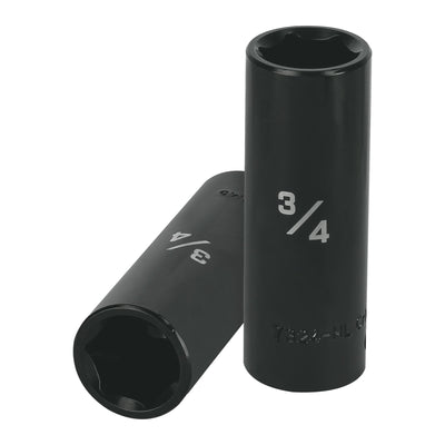 Dado de impacto, largo, 6 puntas, cuadro 1/2" de 3/4"