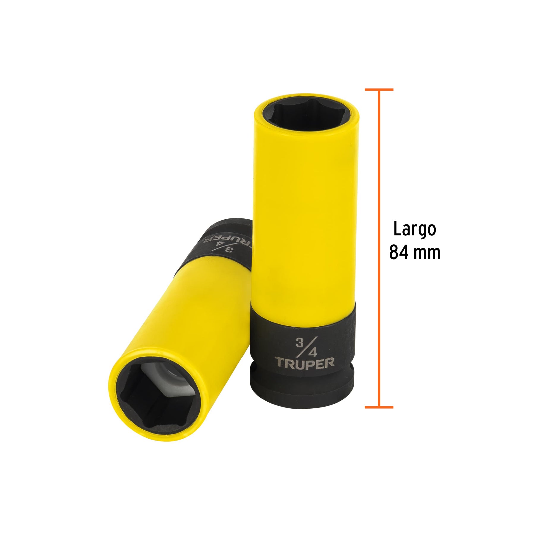 Dado largo impacto, 3/4', 6 p, protec plástica, cuadro 1/2'