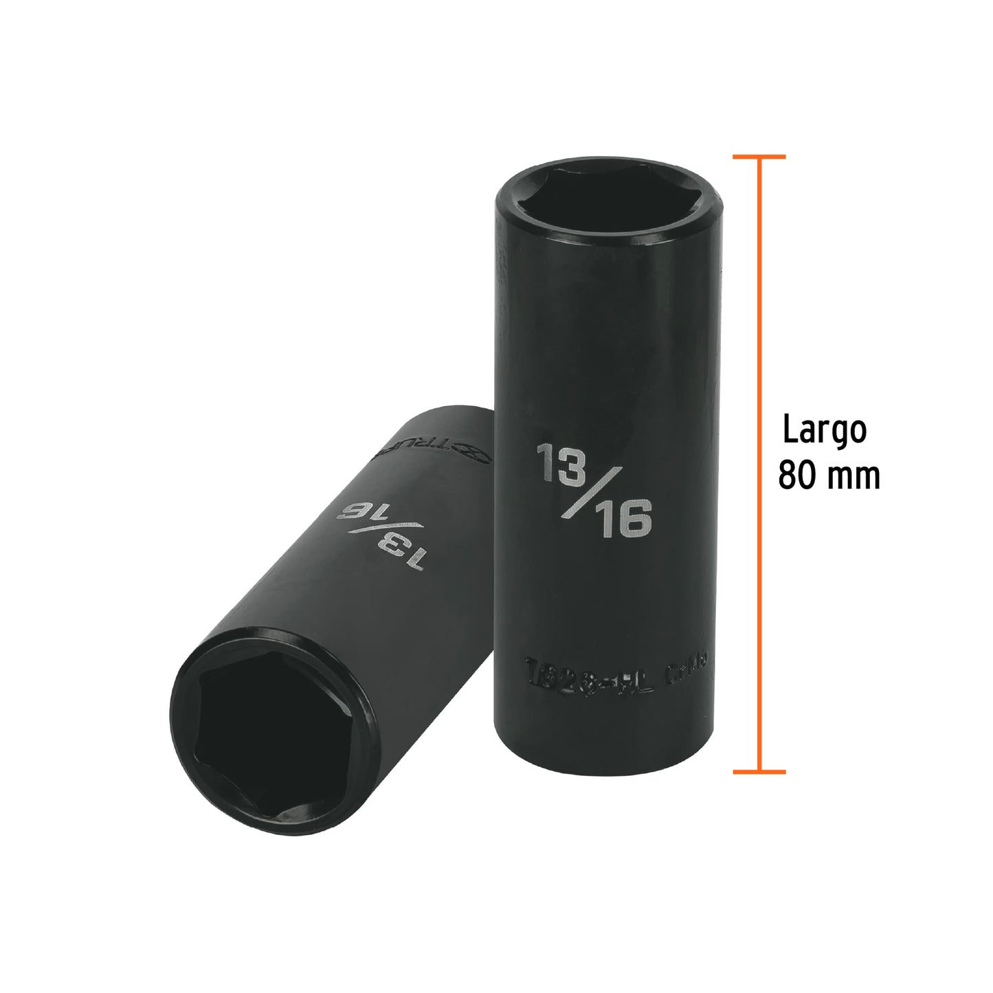 Dado de impacto, largo, 6 puntas, cuadro 1/2" de 13/16"