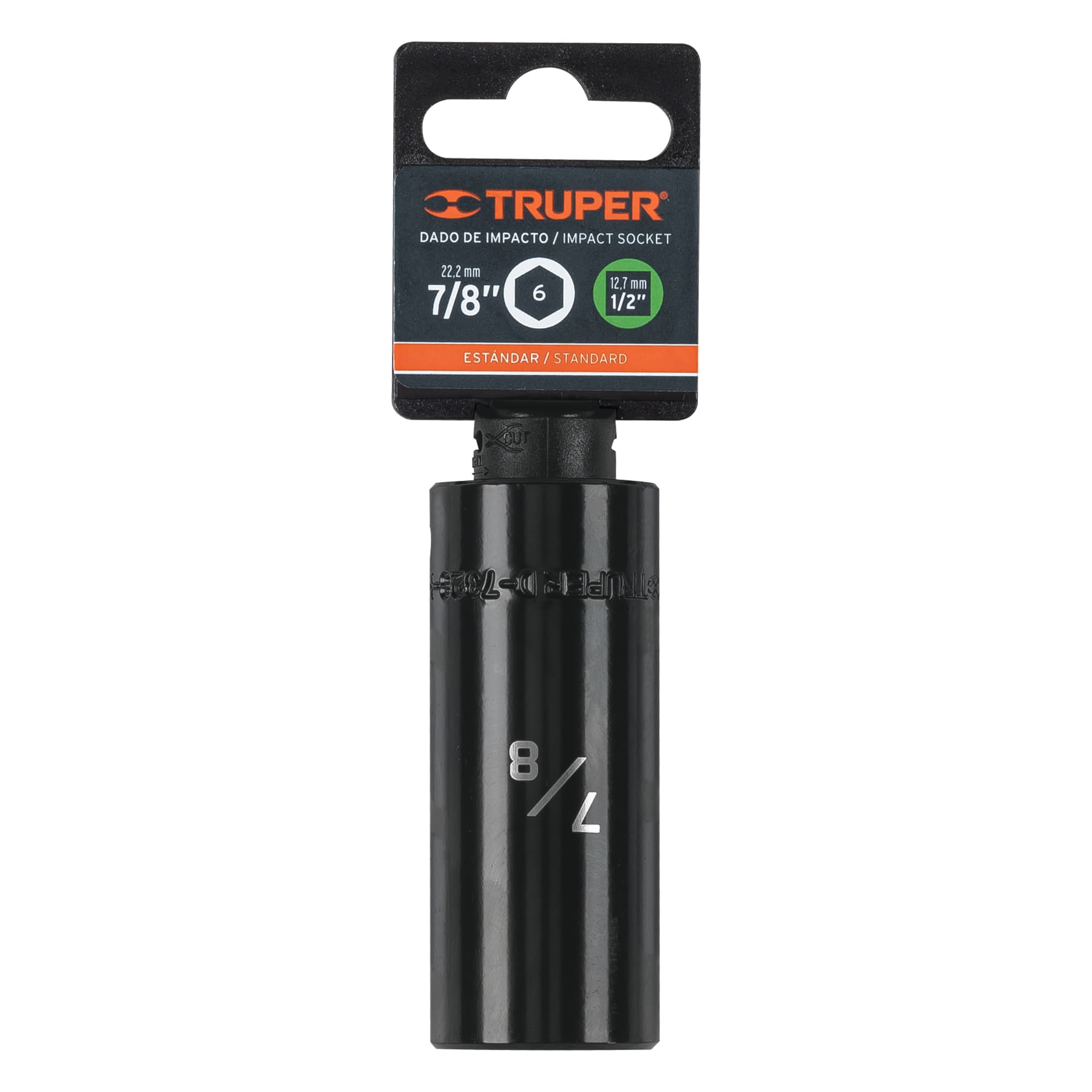 Dado de impacto, largo, 6 puntas, cuadro 1/2" de 7/8"
