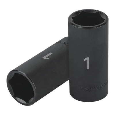 Dado de impacto, largo, 6 puntas, cuadro 1/2" de 1"