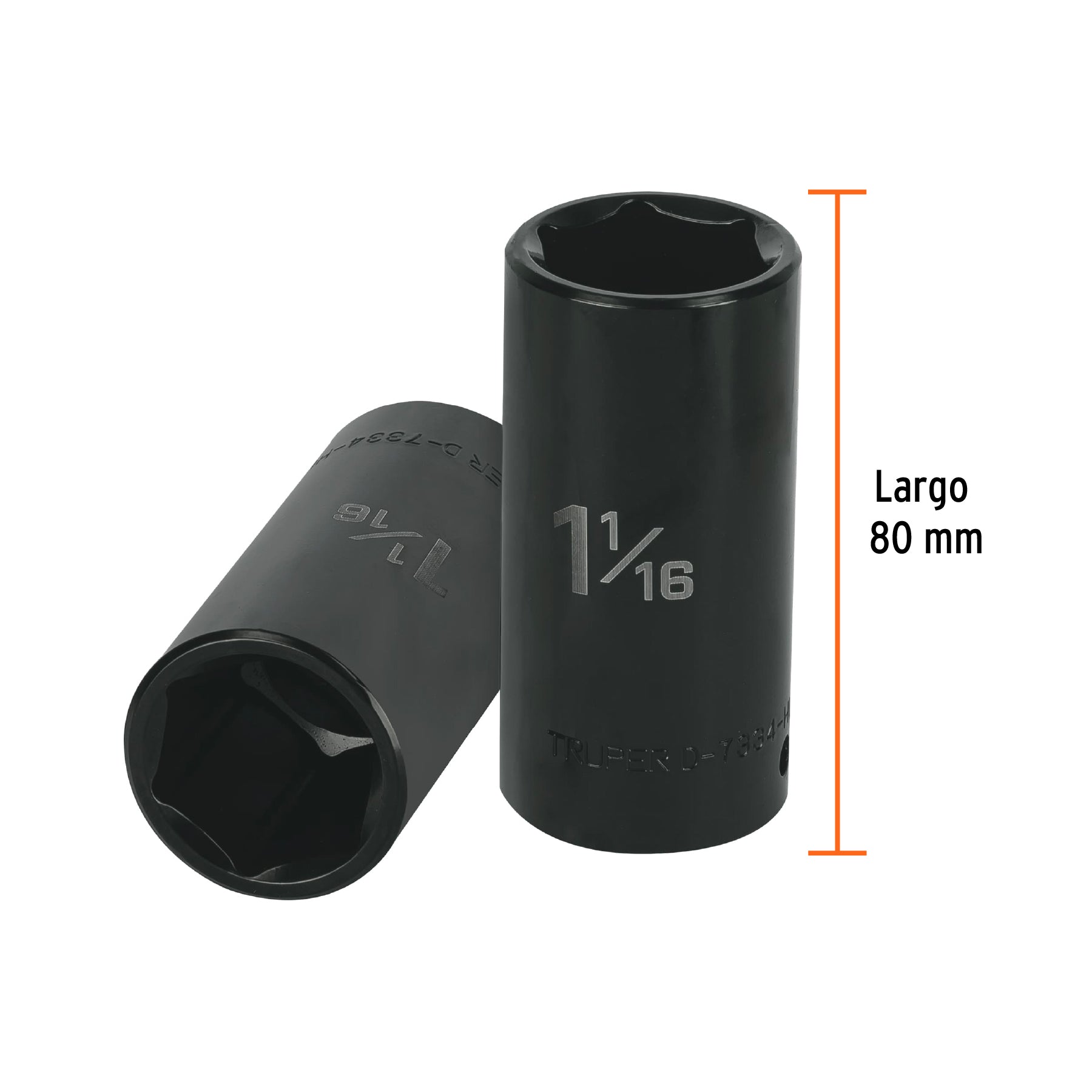 Dado de impacto, 6 puntas, cuadro 1/2" de 1-1/16"..