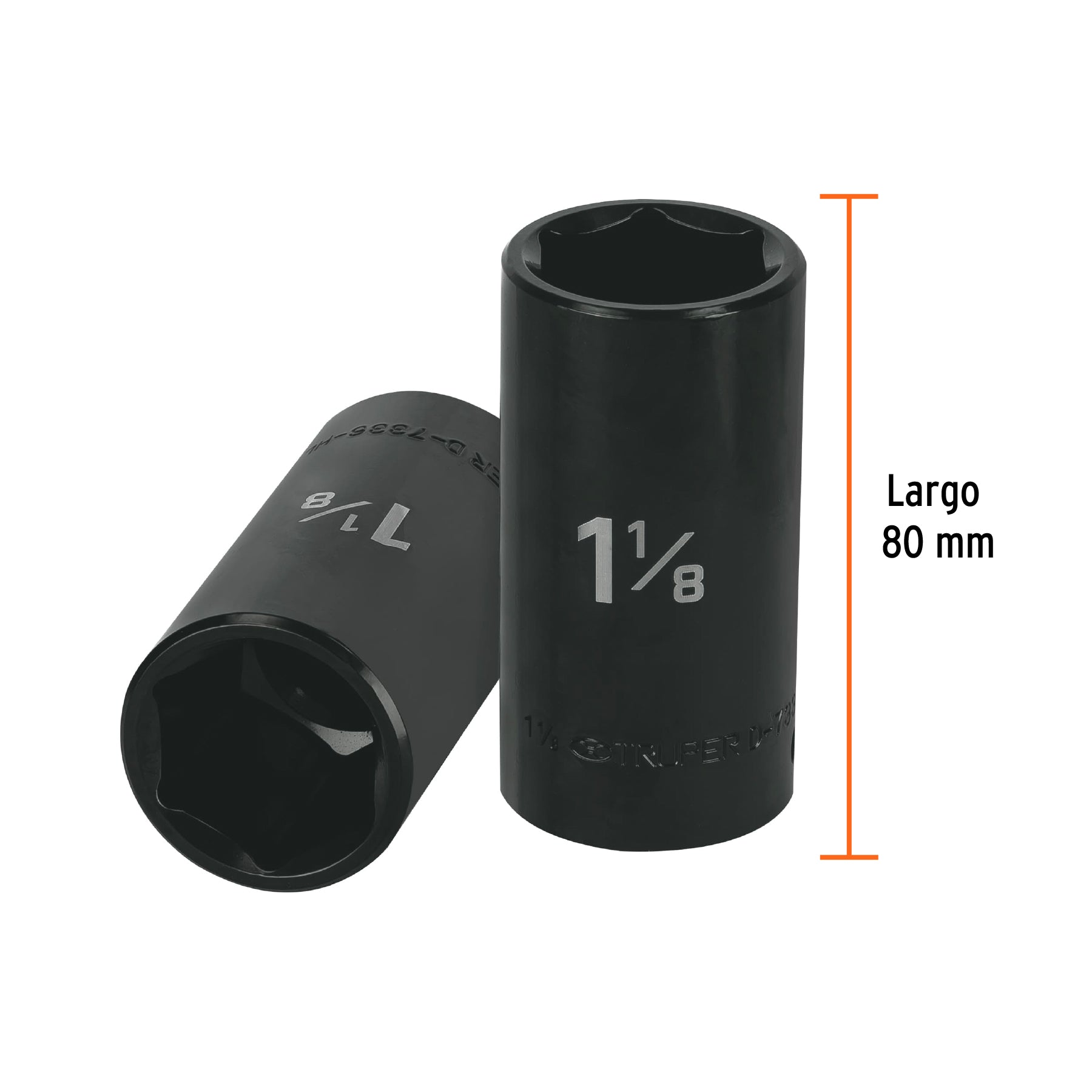 Dado de impacto, 6 puntas, cuadro 1/2" de 1-1/4"..