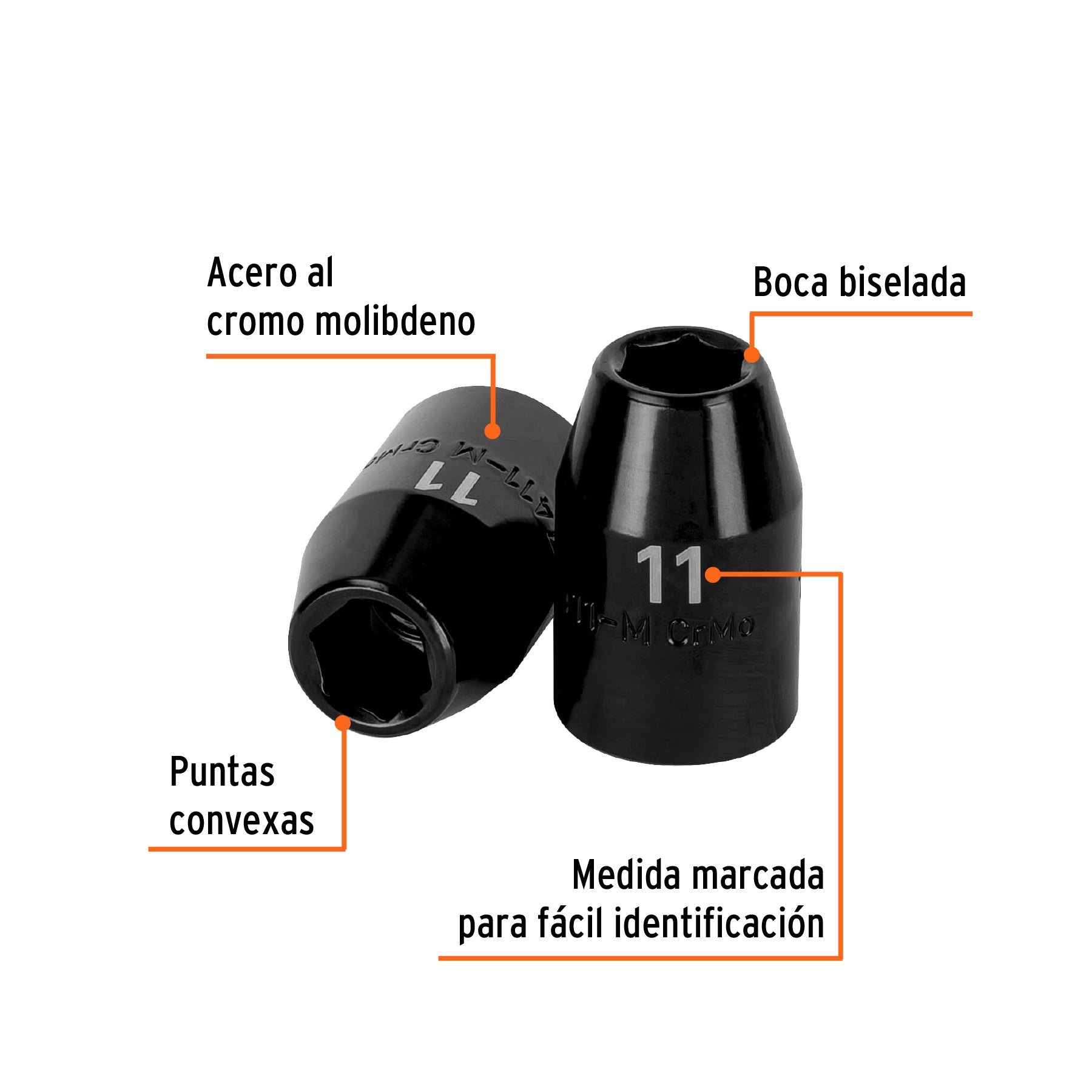 Dado de impacto, 6 puntas, cuadro 1/2" de 11mm