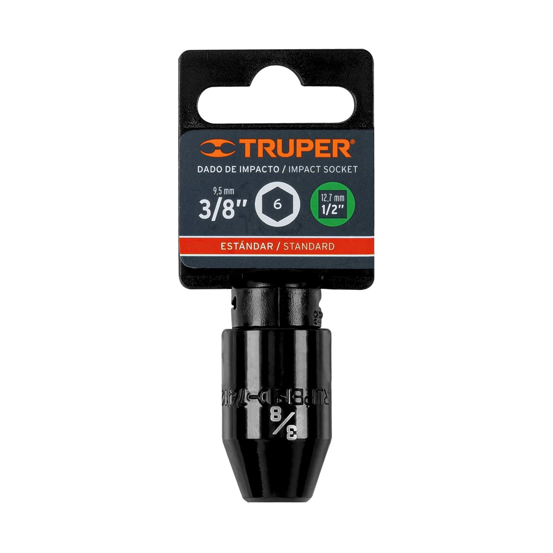 Dado de impacto, 6 puntas, cuadro 1/2" de 3/8"