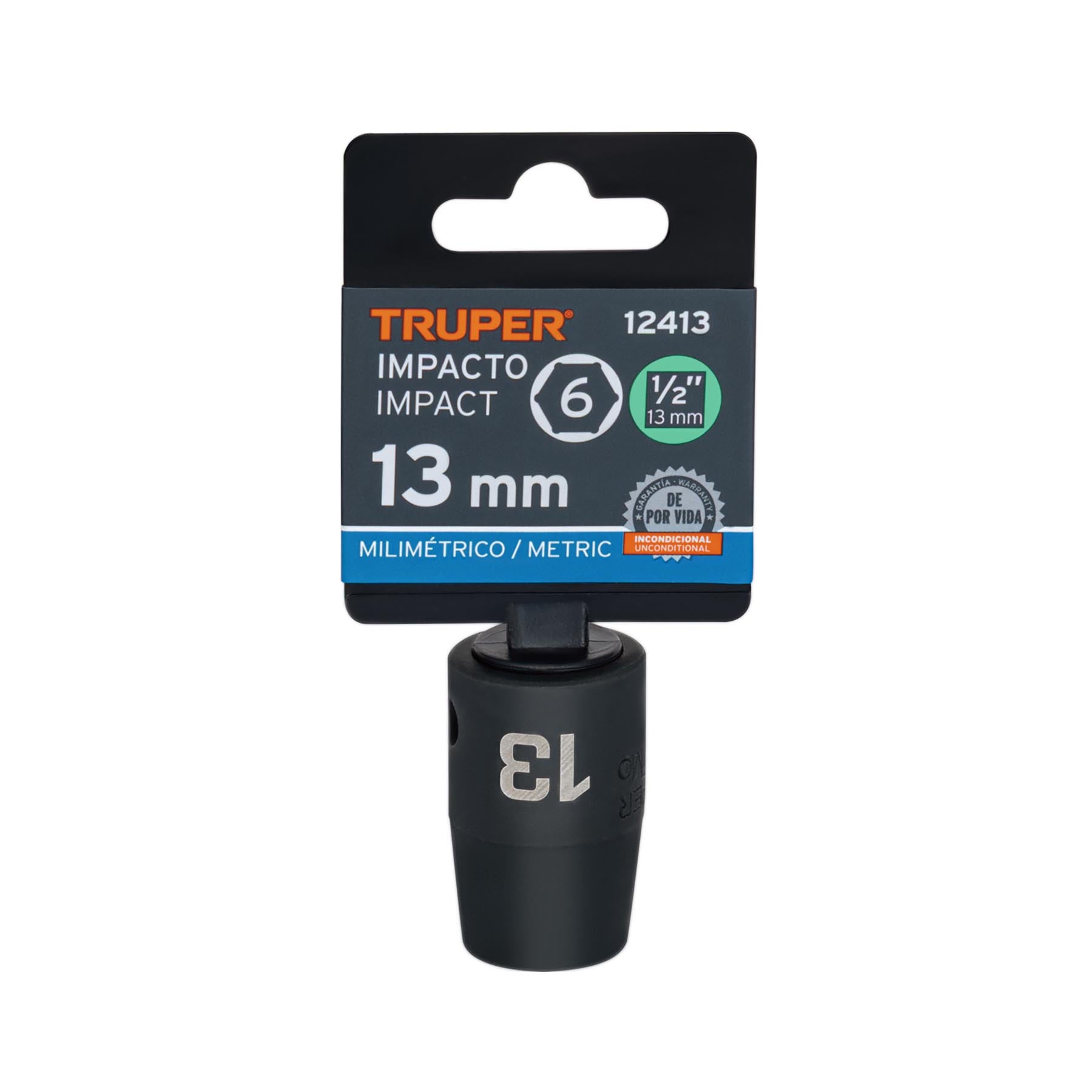 Dado de impacto, 6 puntas, cuadro 1/2" de 13mm