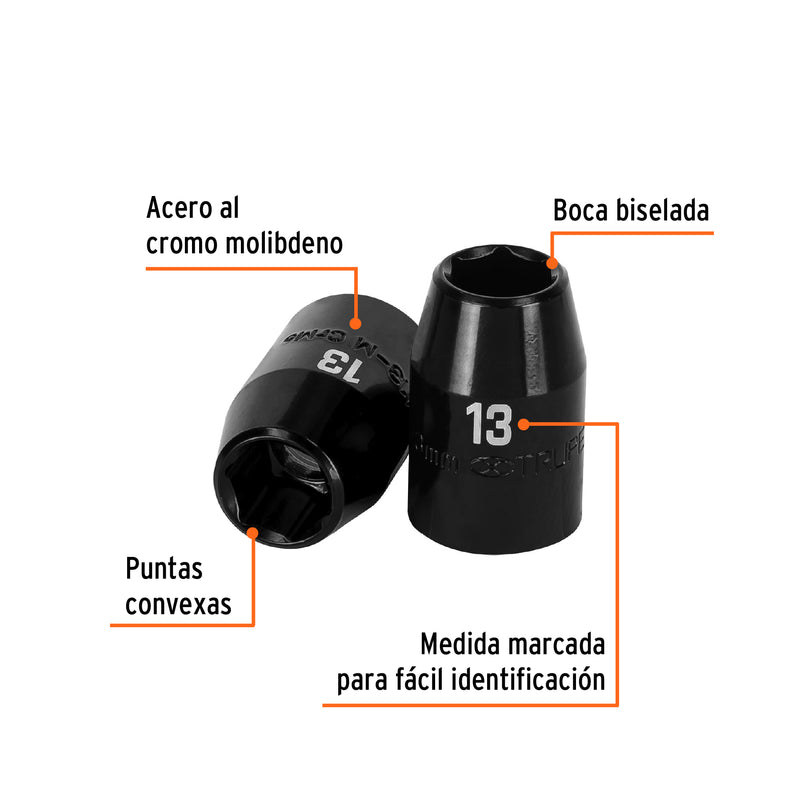 Dado de impacto, 6 puntas, cuadro 1/2" de 13mm