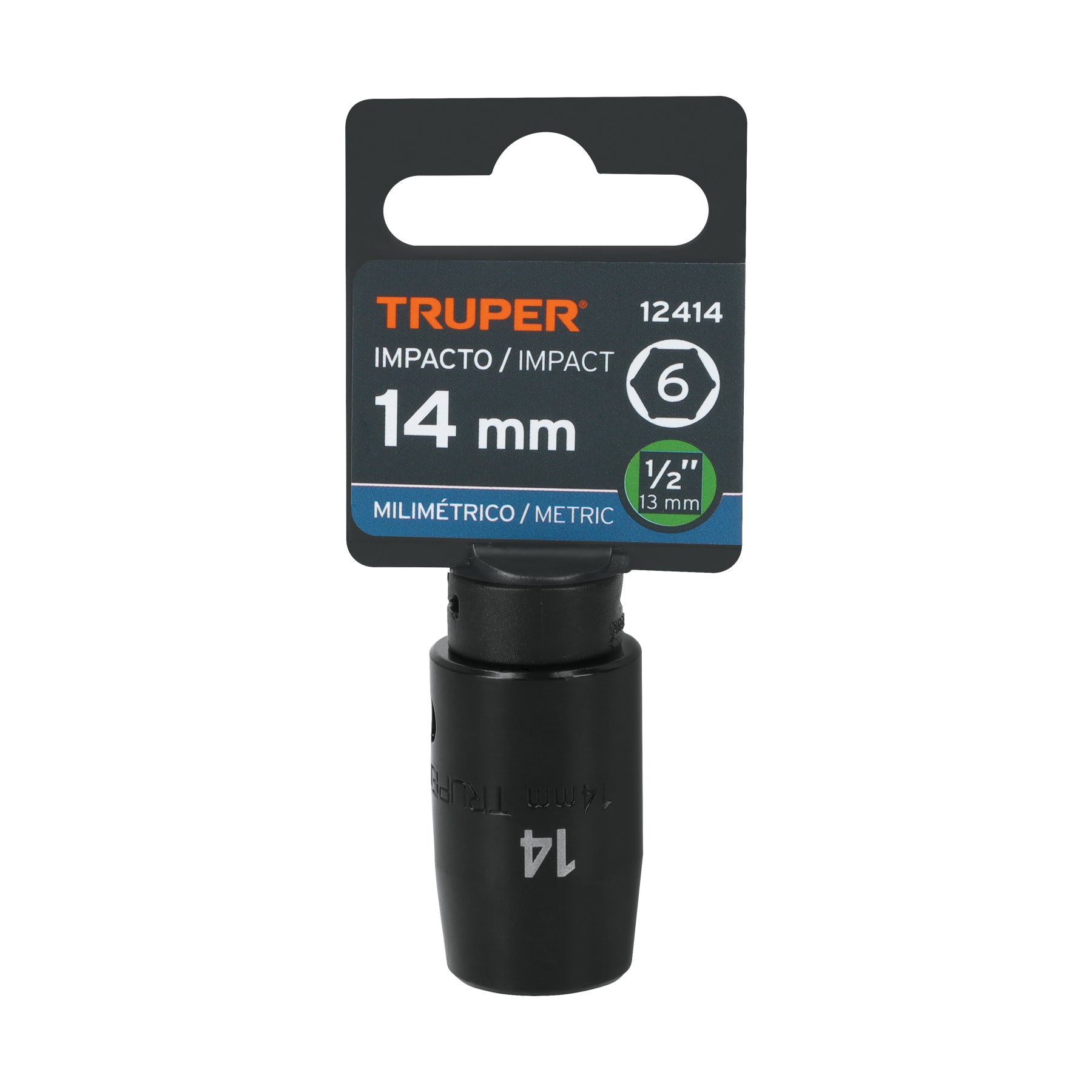 Dado de impacto, 6 puntas, cuadro 1/2" de 14mm