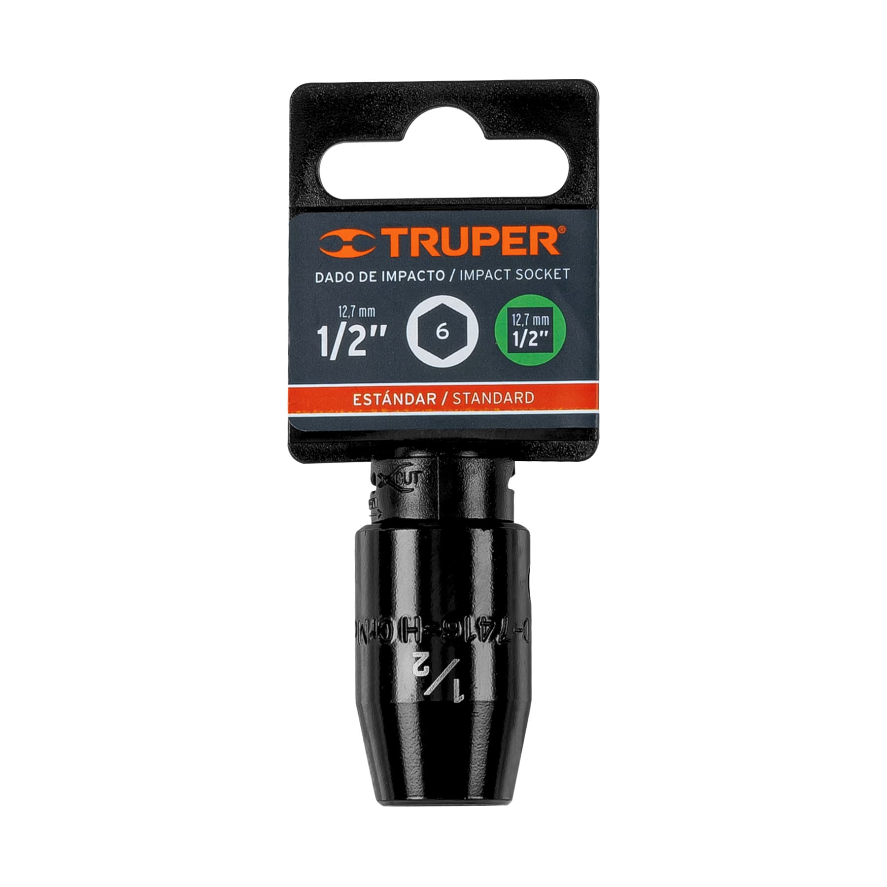 Dado de impacto, 6 puntas, cuadro 1/2" de 1/2"