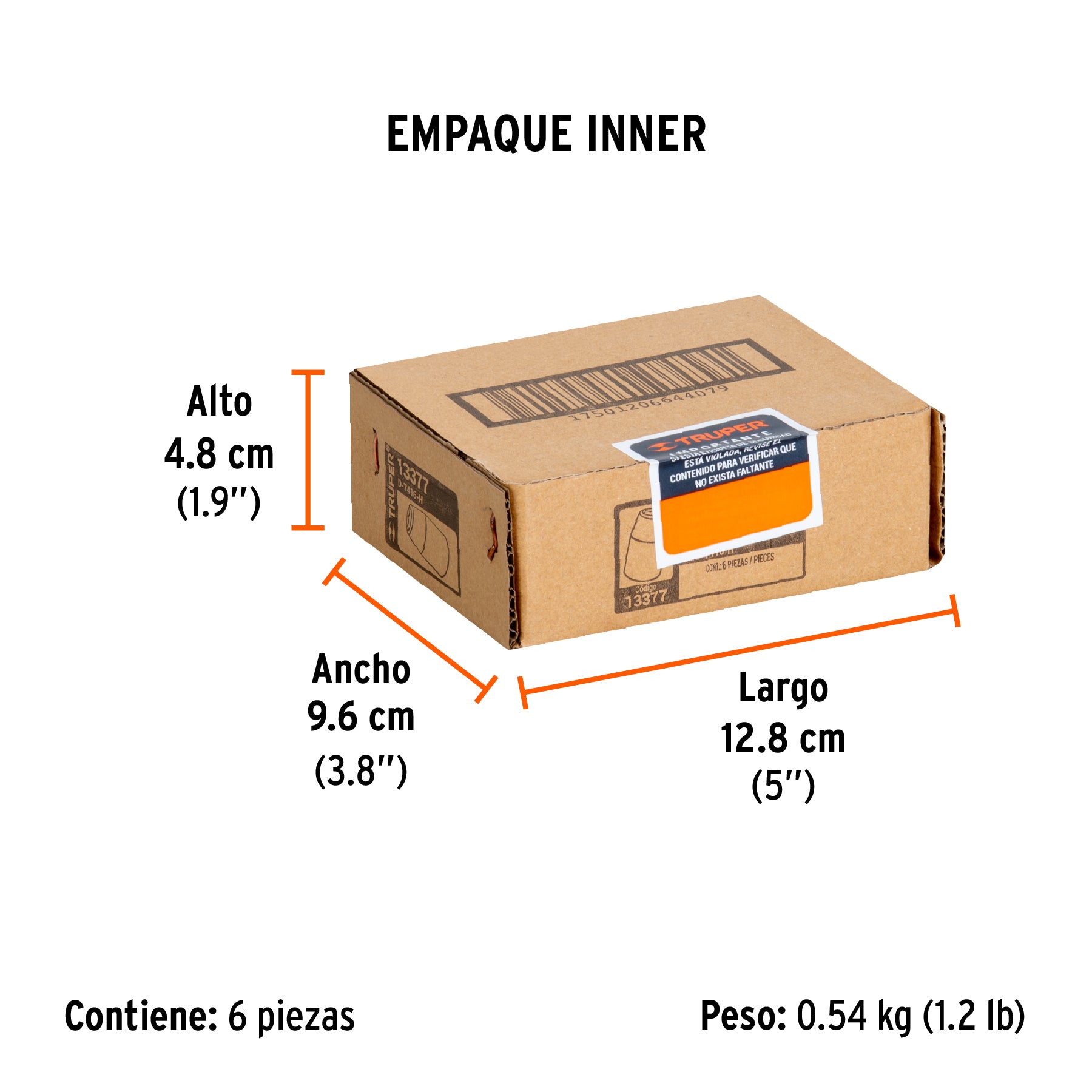 Dado de impacto, 6 puntas, cuadro 1/2" de 1/2"