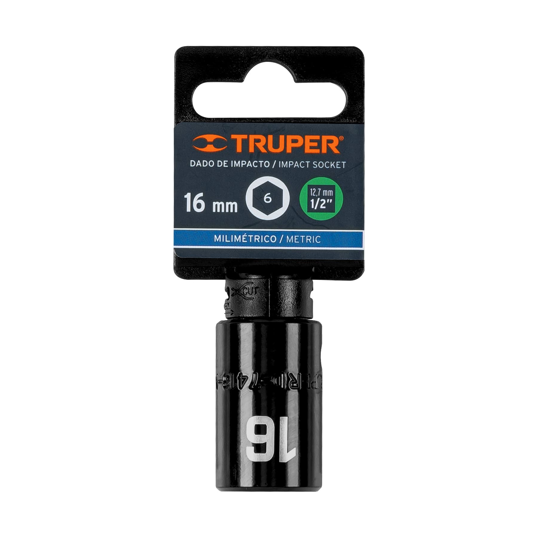 Dado de impacto, 6 puntas, cuadro 1/2" de 16mm