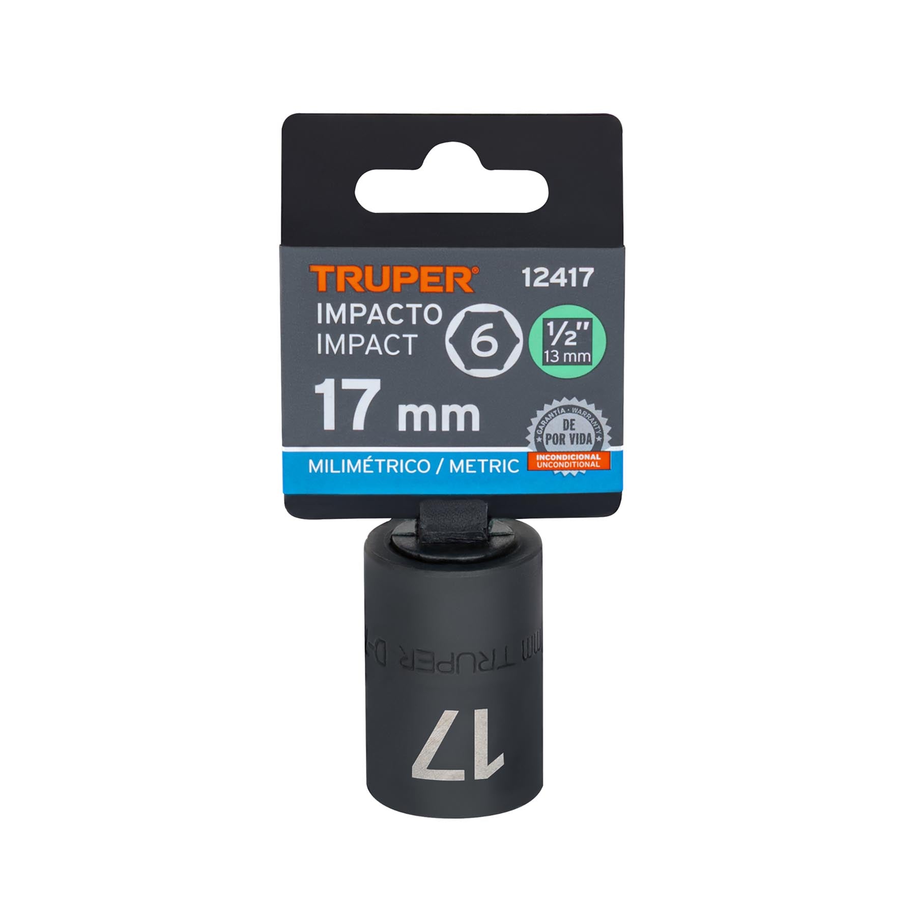Dado de impacto, 6 puntas, cuadro 1/2" de 17mm