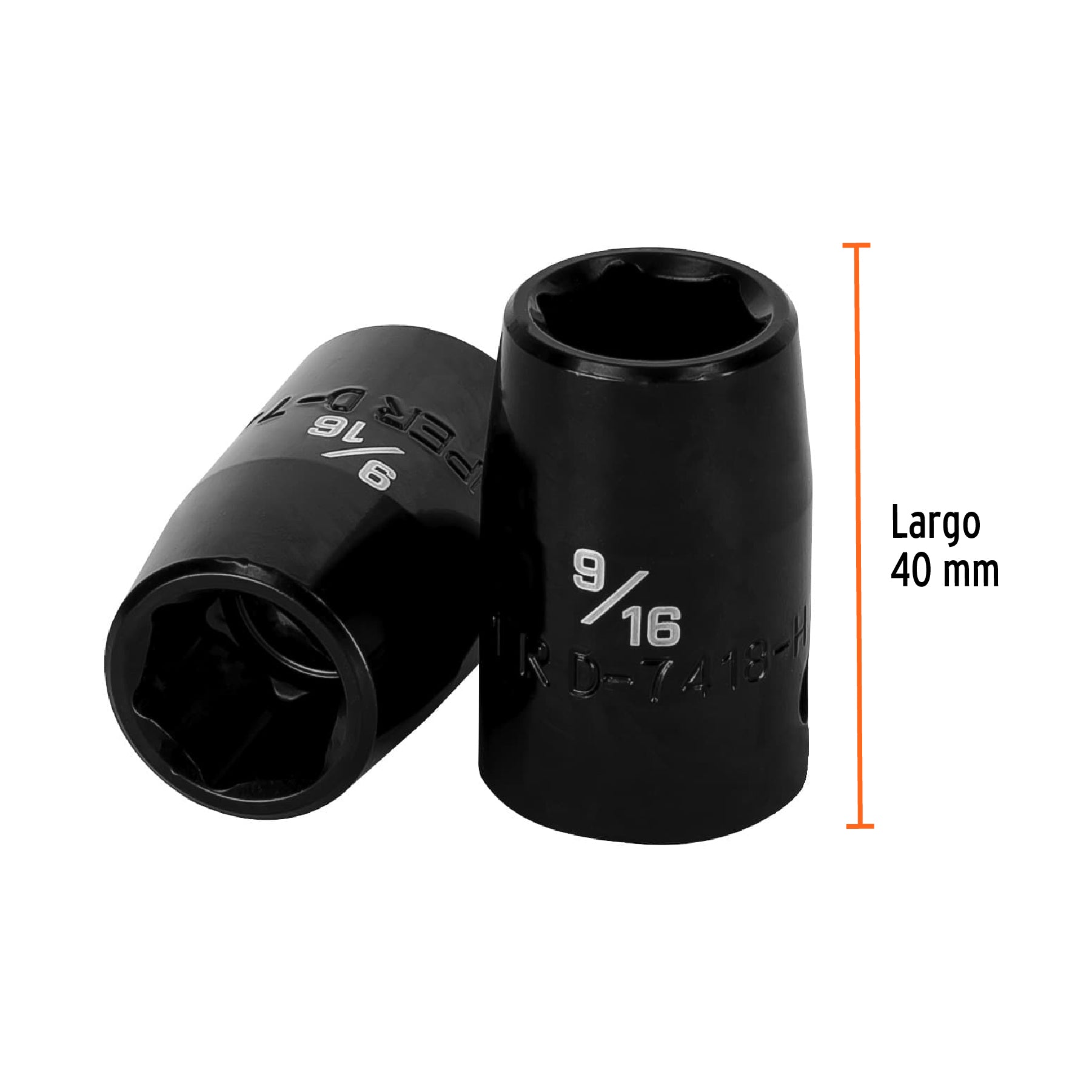 Dado de impacto, 6 puntas, cuadro 1/2" de 9/16"