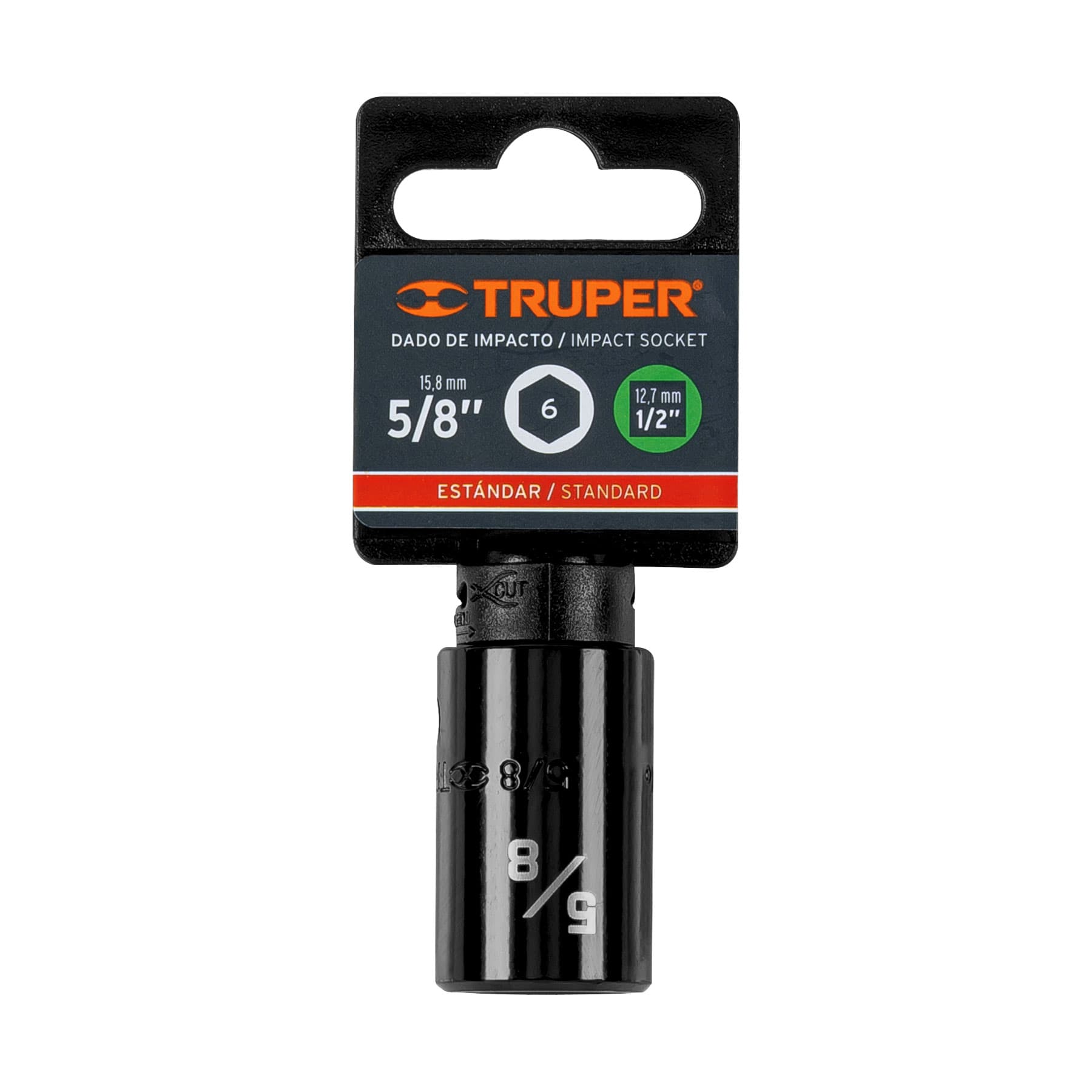 Dado de impacto, 6 puntas, cuadro 1/2" de 5/8"