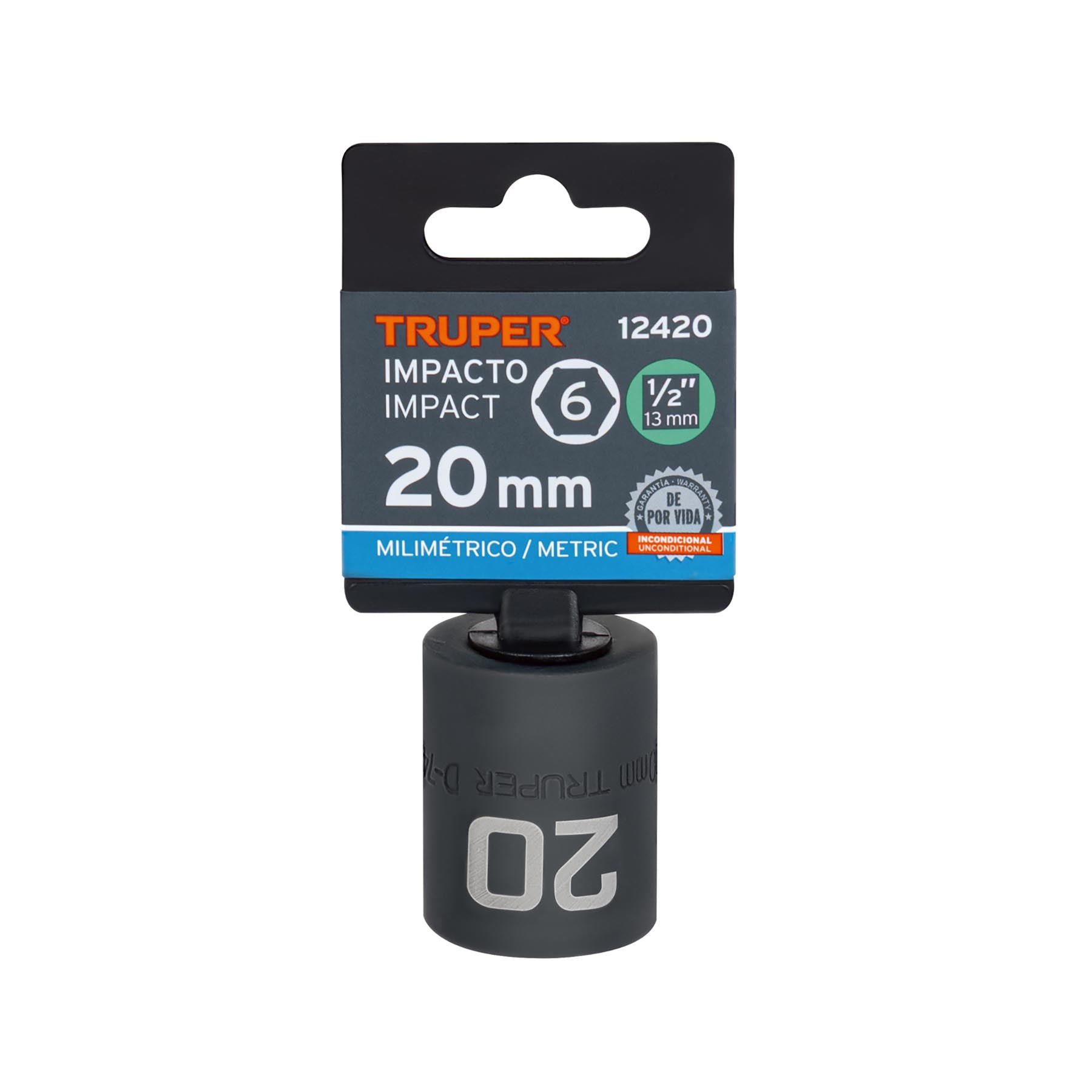 Dado de impacto, 6 puntas, cuadro 1/2" de 20mm