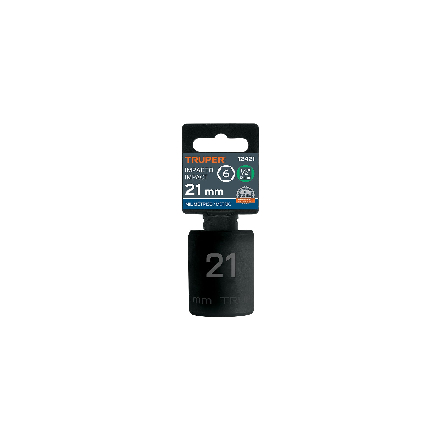 Dado de impacto, 6 puntas, cuadro 1/2" de 21mm