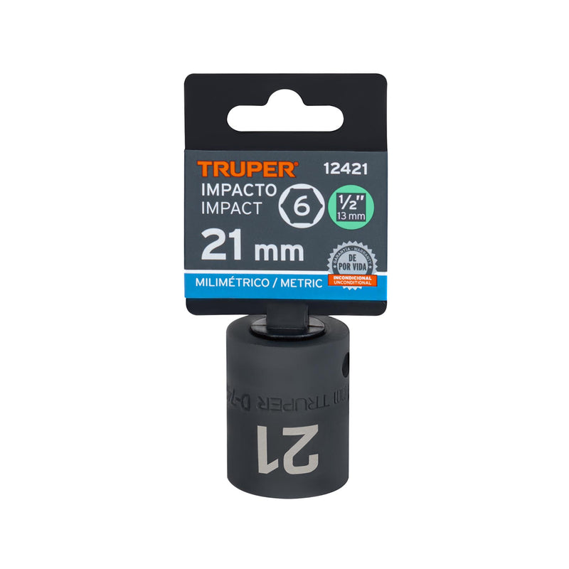 Dado de impacto, 6 puntas, cuadro 1/2" de 21mm