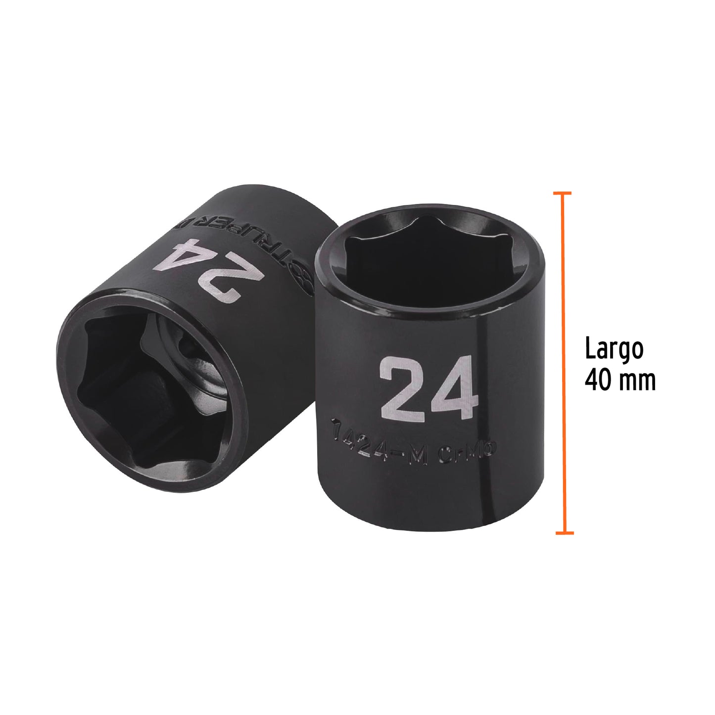 Dado de impacto de 24 mm, 6 puntas, cuadro 1/2', Truper