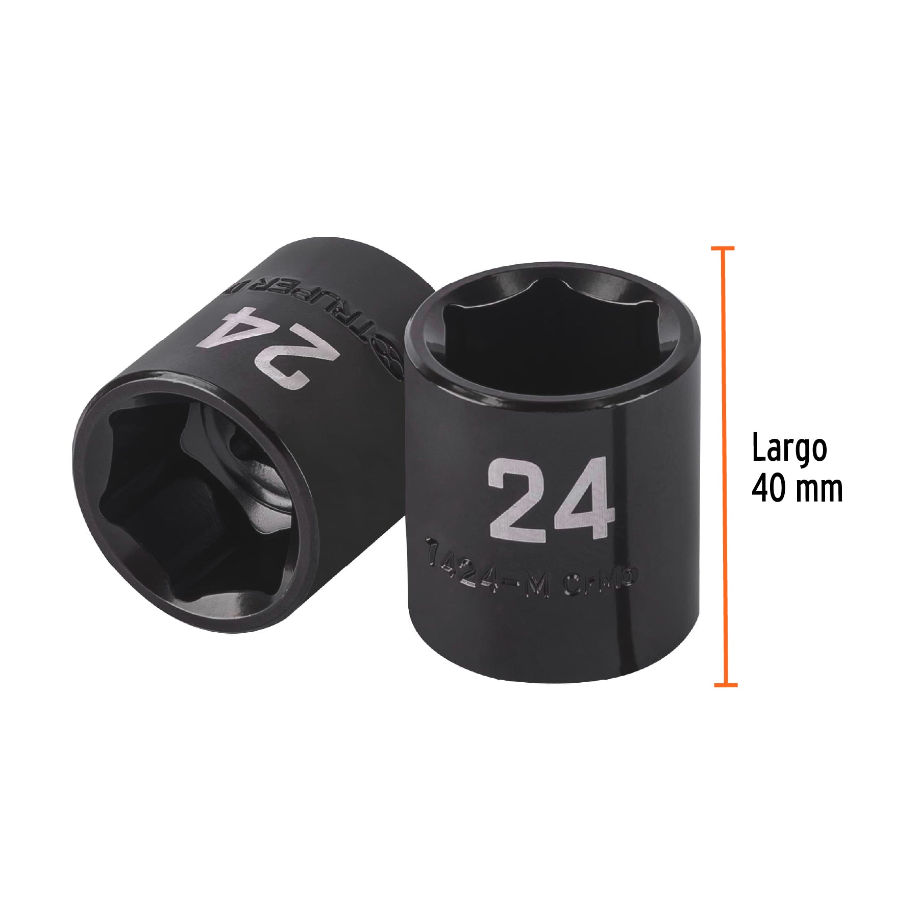 Dado de impacto de 24 mm, 6 puntas, cuadro 1/2', Truper
