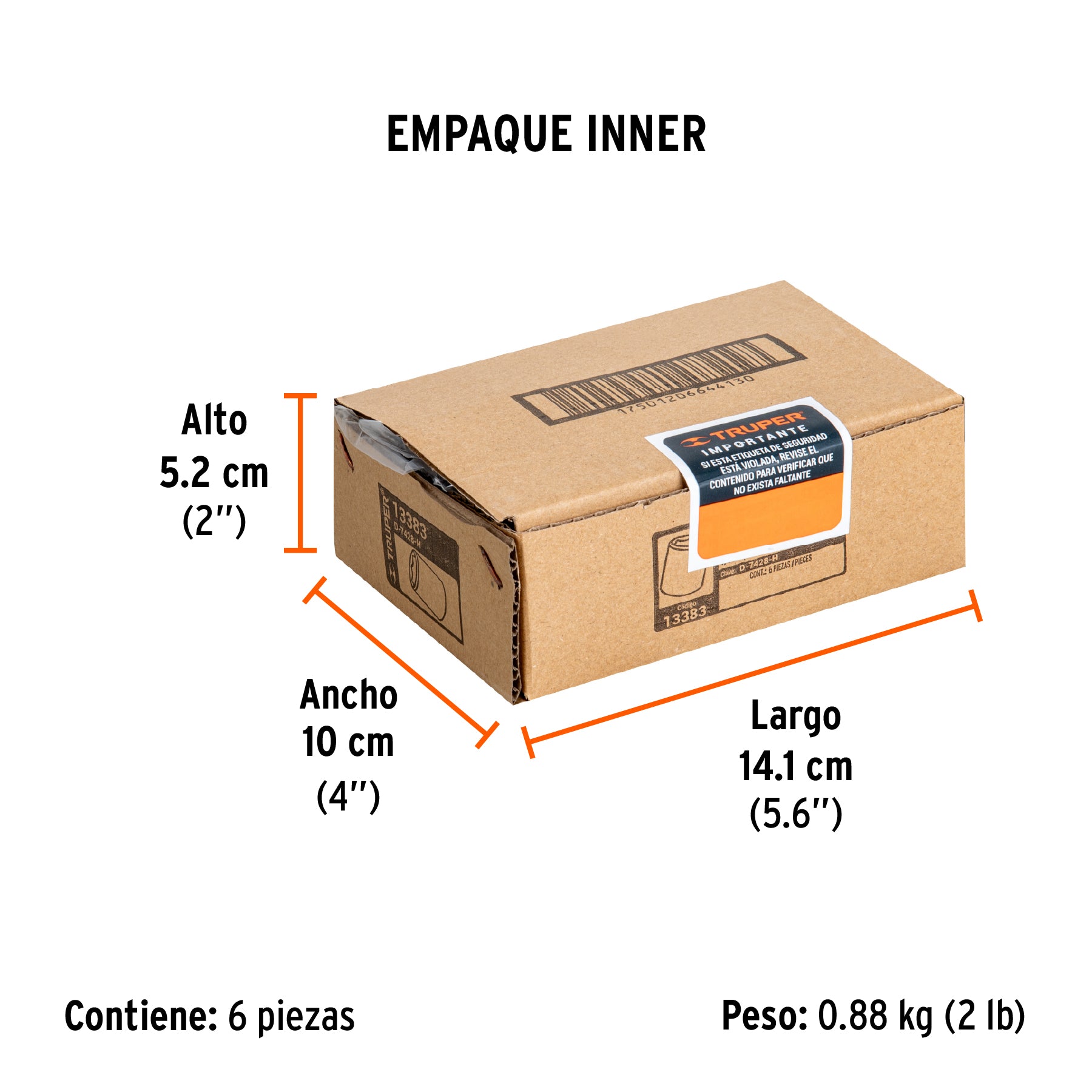 Dado de impacto, 6 puntas, cuadro 1/2" de 7/8"