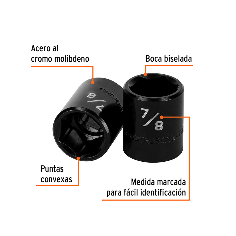 Dado de impacto, 6 puntas, cuadro 1/2" de 7/8"