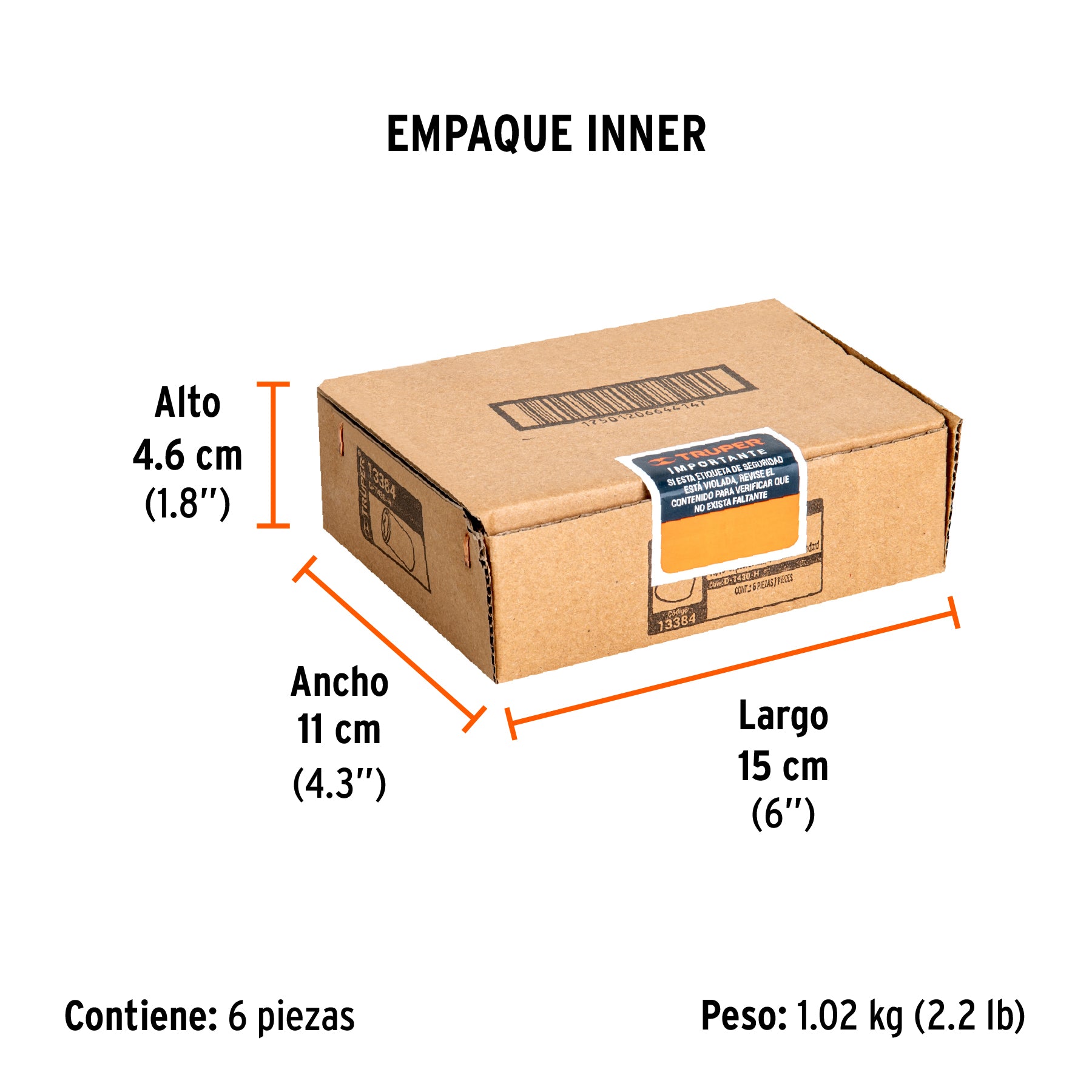 Dado de impacto, 6 puntas, cuadro 1/2" de 15/16"
