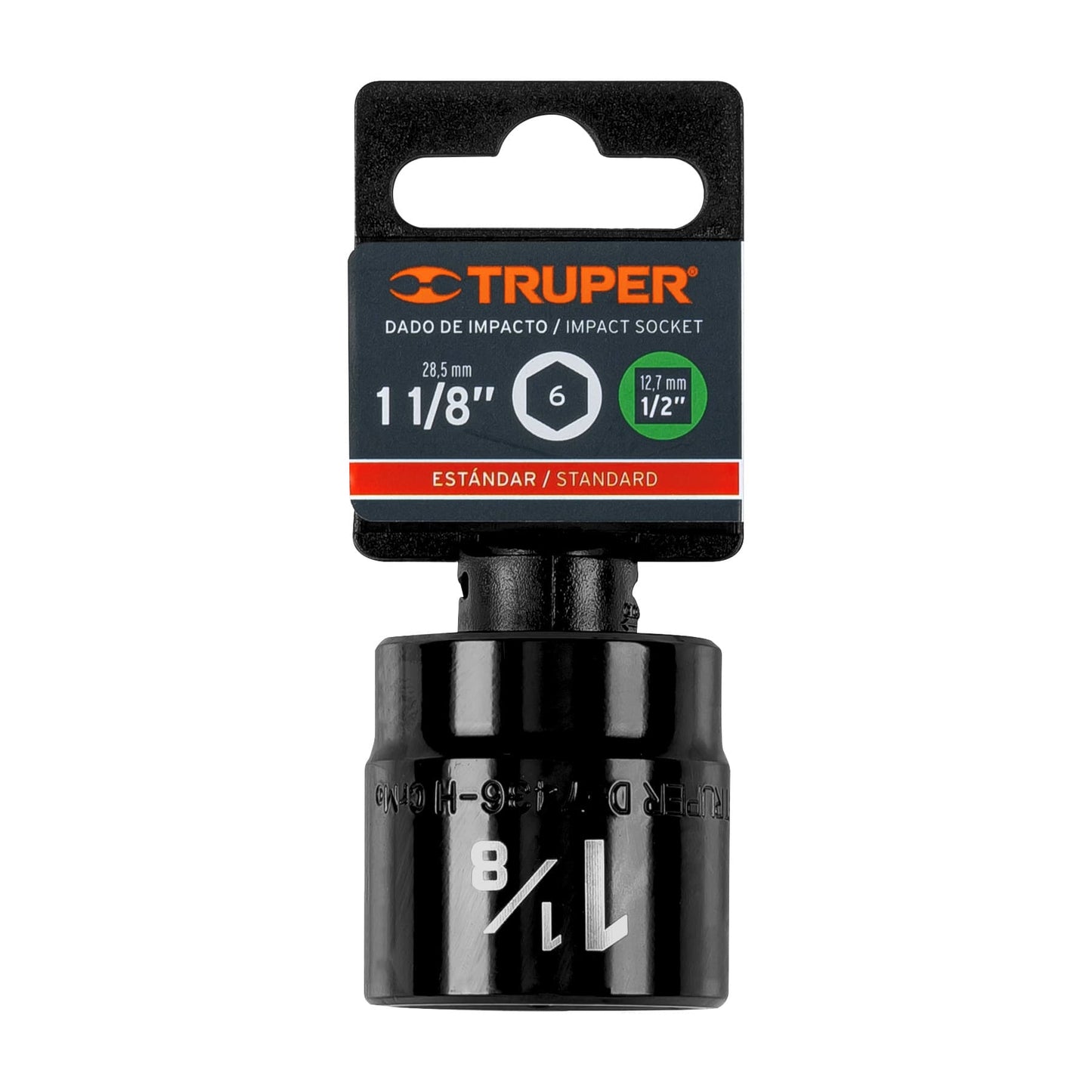 Dado de impacto, 6 puntas, cuadro 1/2" de 1-1/8"