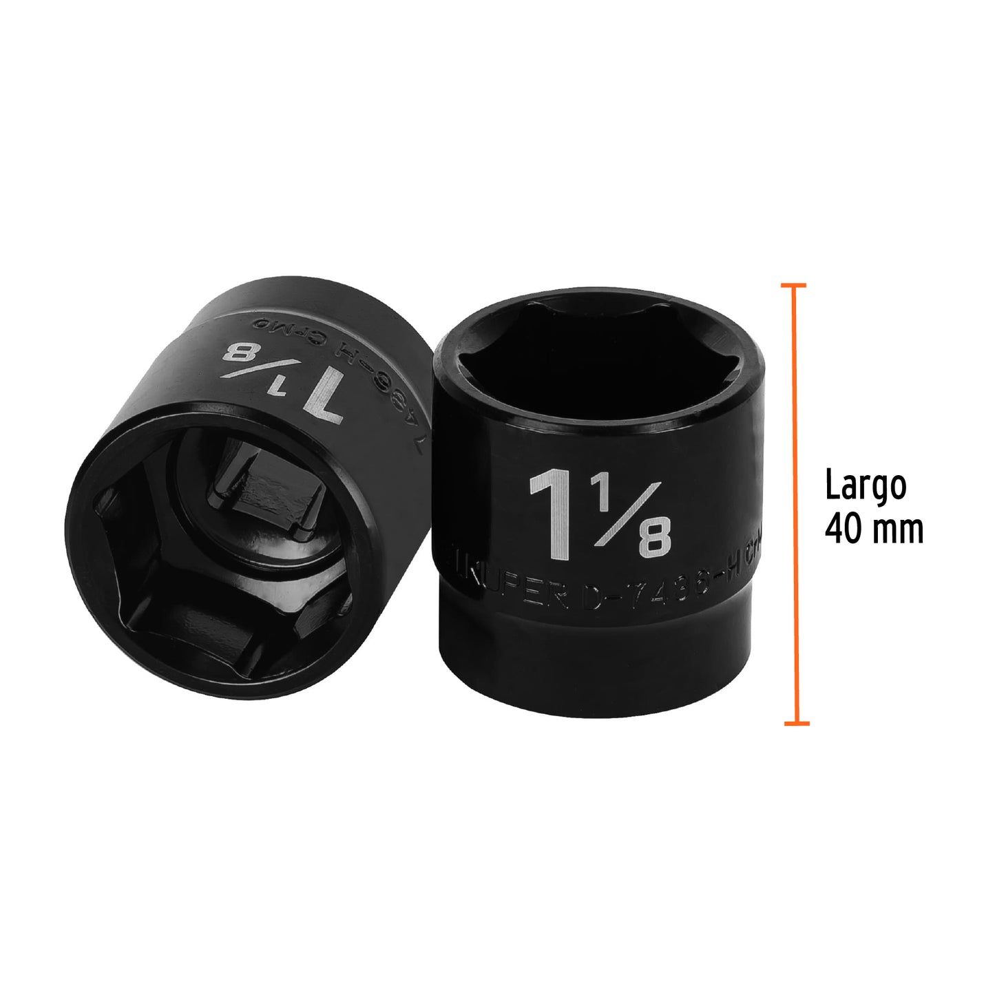 Dado de impacto, 6 puntas, cuadro 1/2" de 1-1/8"