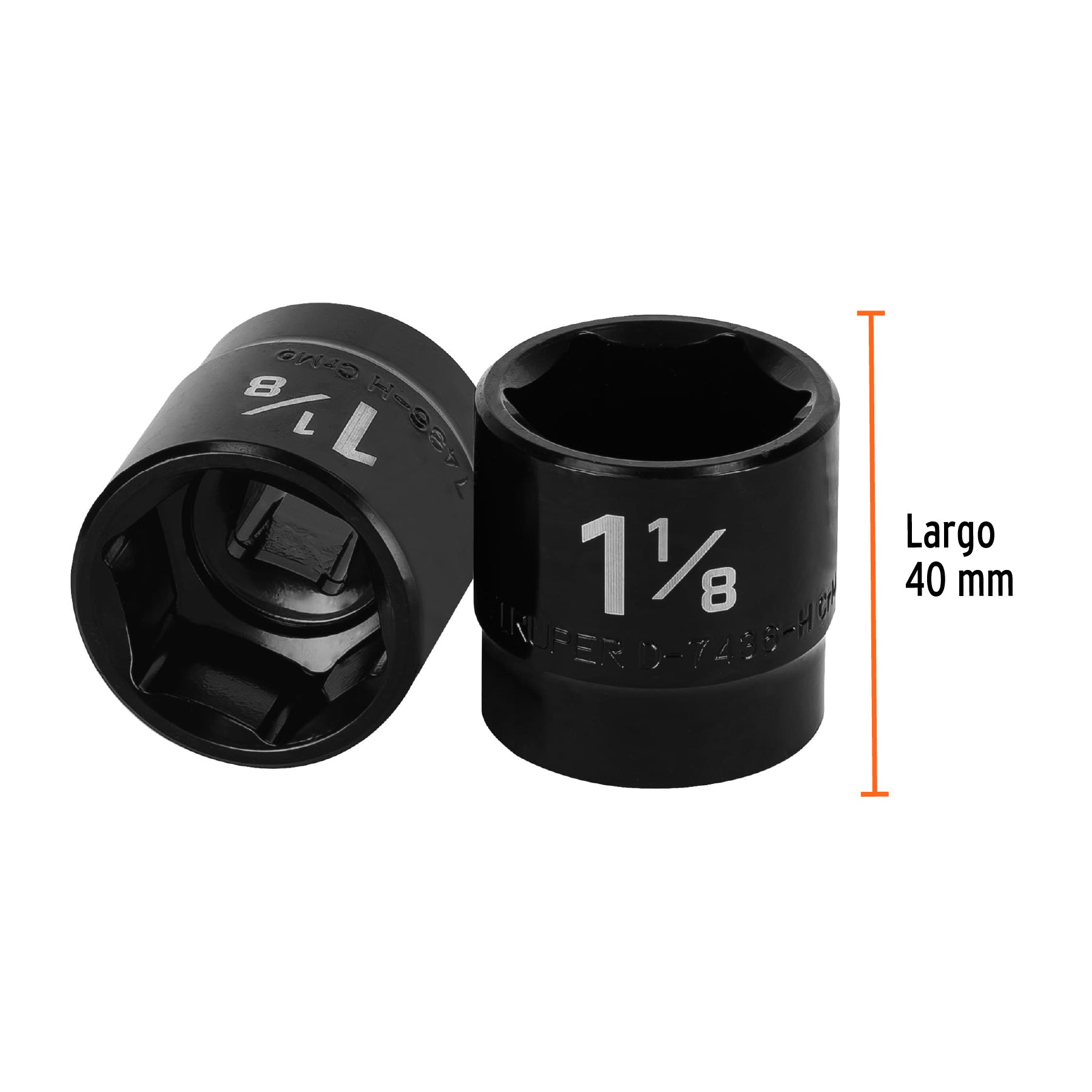 Dado de impacto, 6 puntas, cuadro 1/2" de 1-1/8"