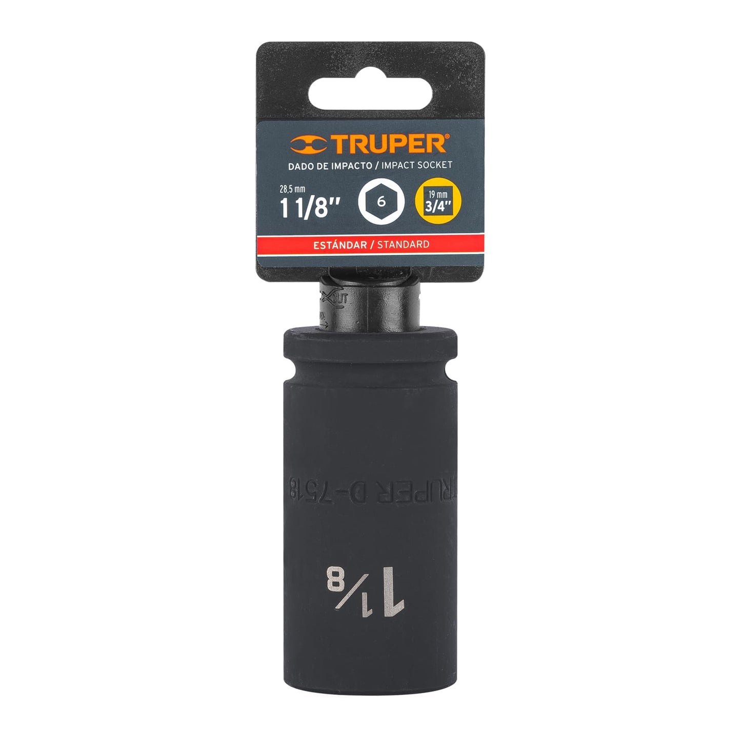 Dado impacto, largo, 6 puntas, cuadro 3/4" de 1-1/8"