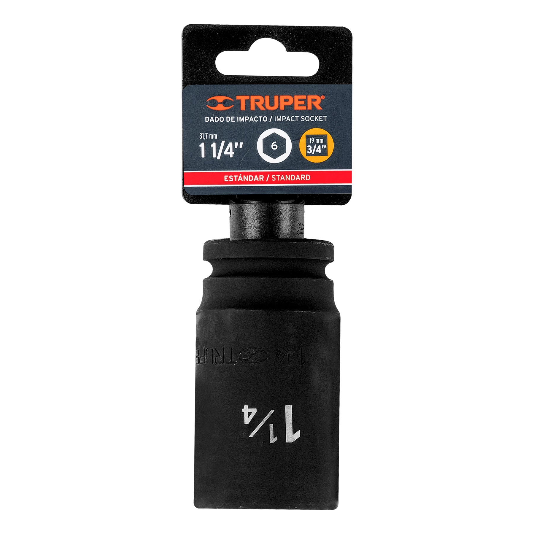 Dado impacto, largo, 6 puntas, cuadro 3/4" de 1-1/4"