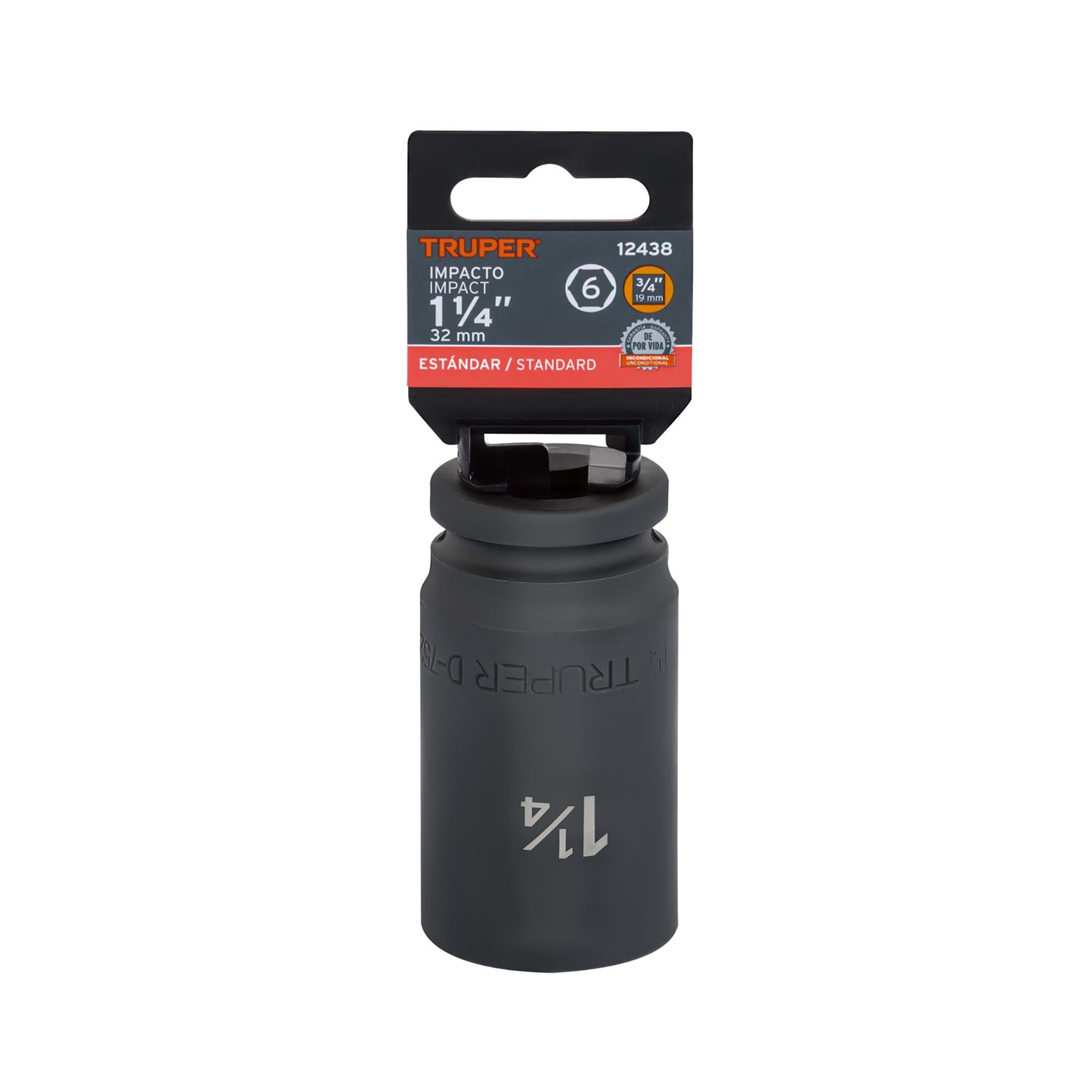 Dado impacto, largo, 6 puntas, cuadro 3/4" de 1-1/4"