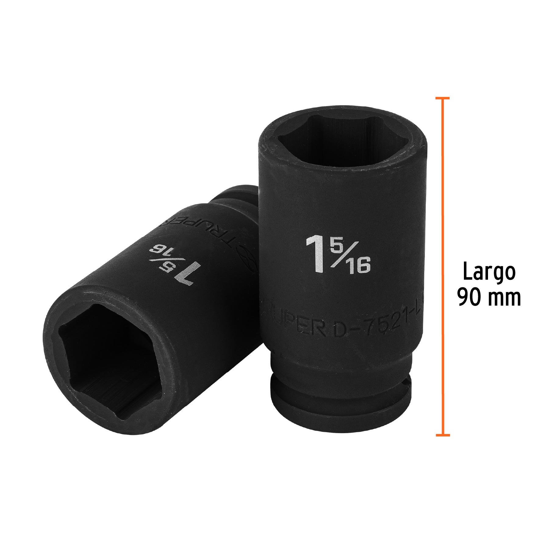 Dado impacto, largo, 6 puntas, cuadro 3/4" de 1-5/16"