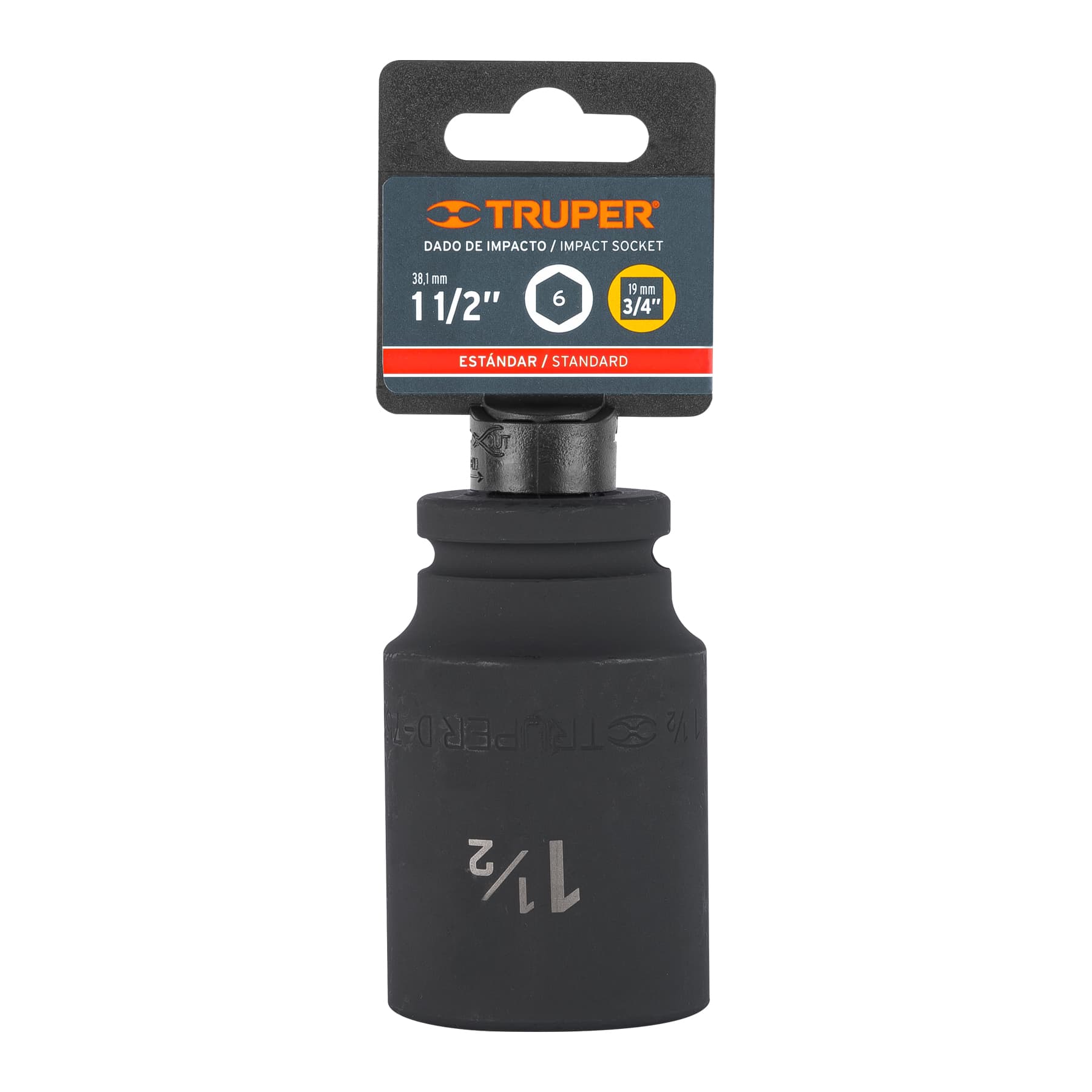Dado impacto, largo, 6 puntas, cuadro 3/4" de 1-1/2"