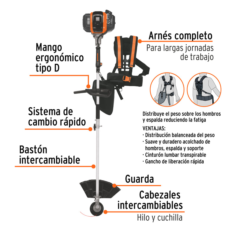 Desbrozadora multifuncional 4 en 1, a gasolina 45 cc, Truper