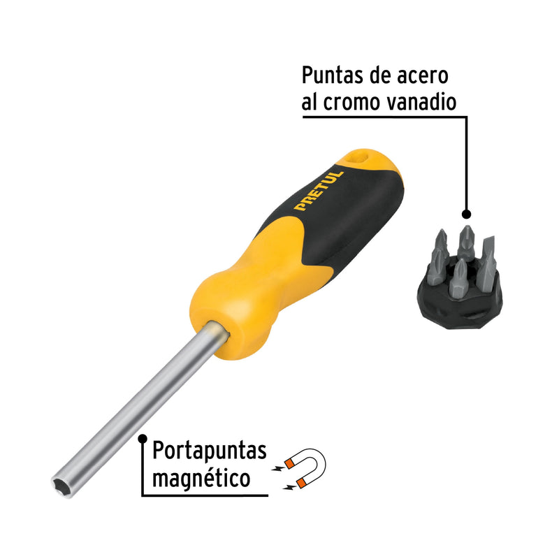 Desarmador y 6 puntas, pretul