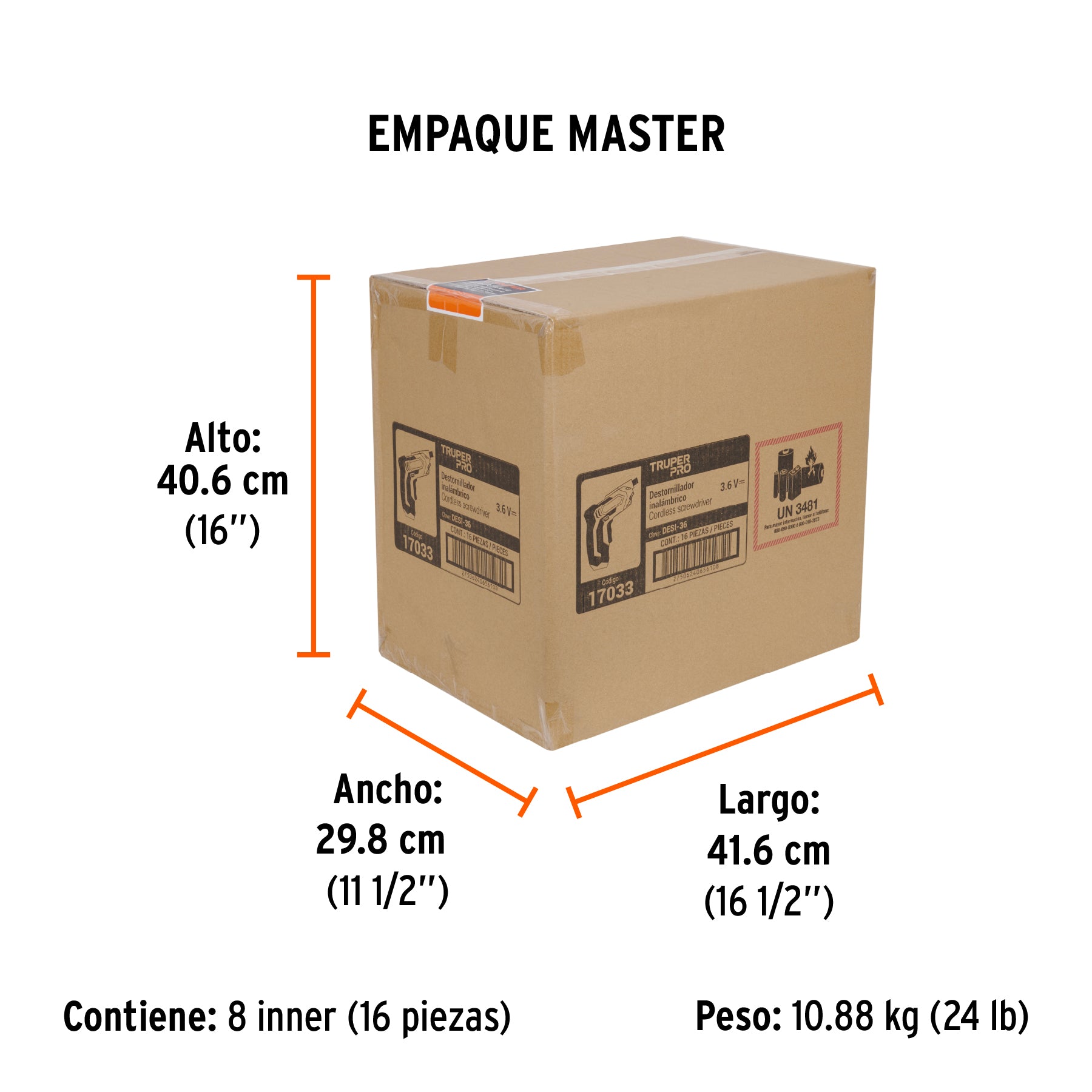 Destornillador inalámbrico, batería Ión Litio 3.6 V