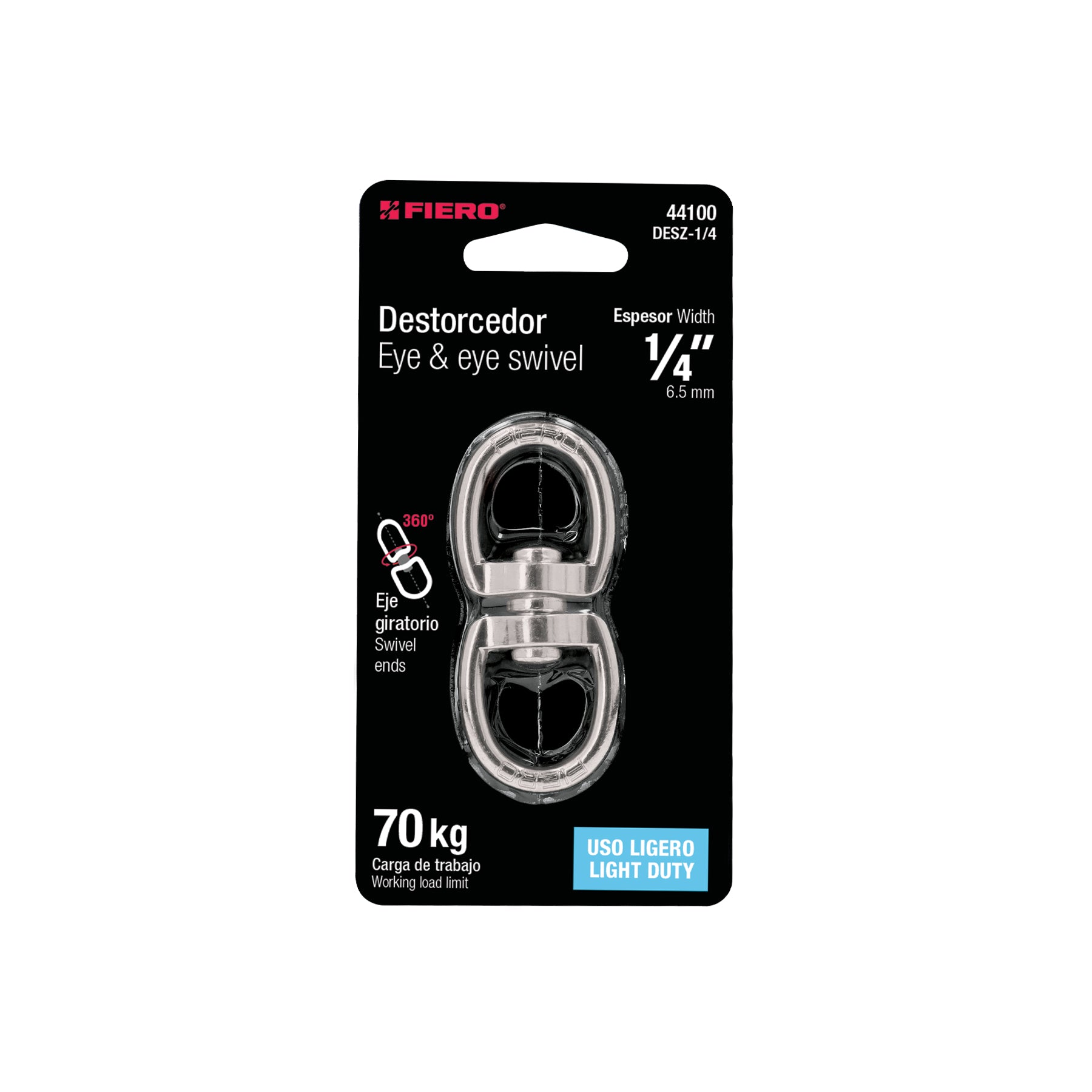 Destorcedor de zinc, para cable de 1/4"