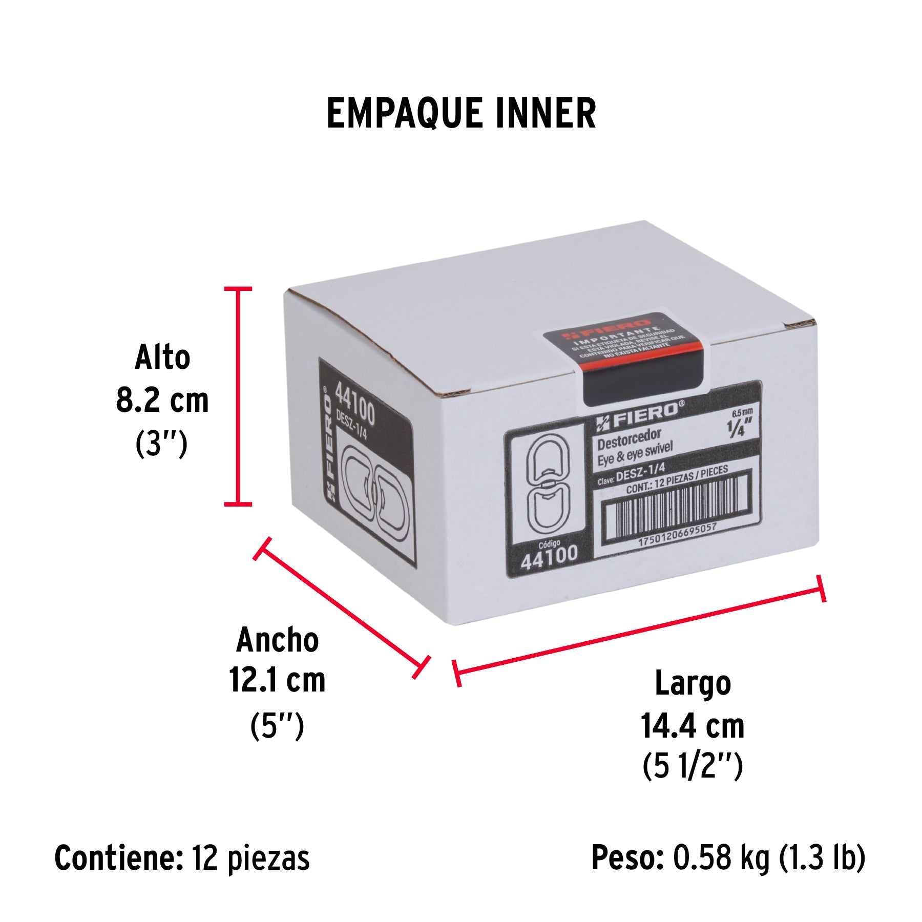 Destorcedor de zinc, para cable de 1/4"