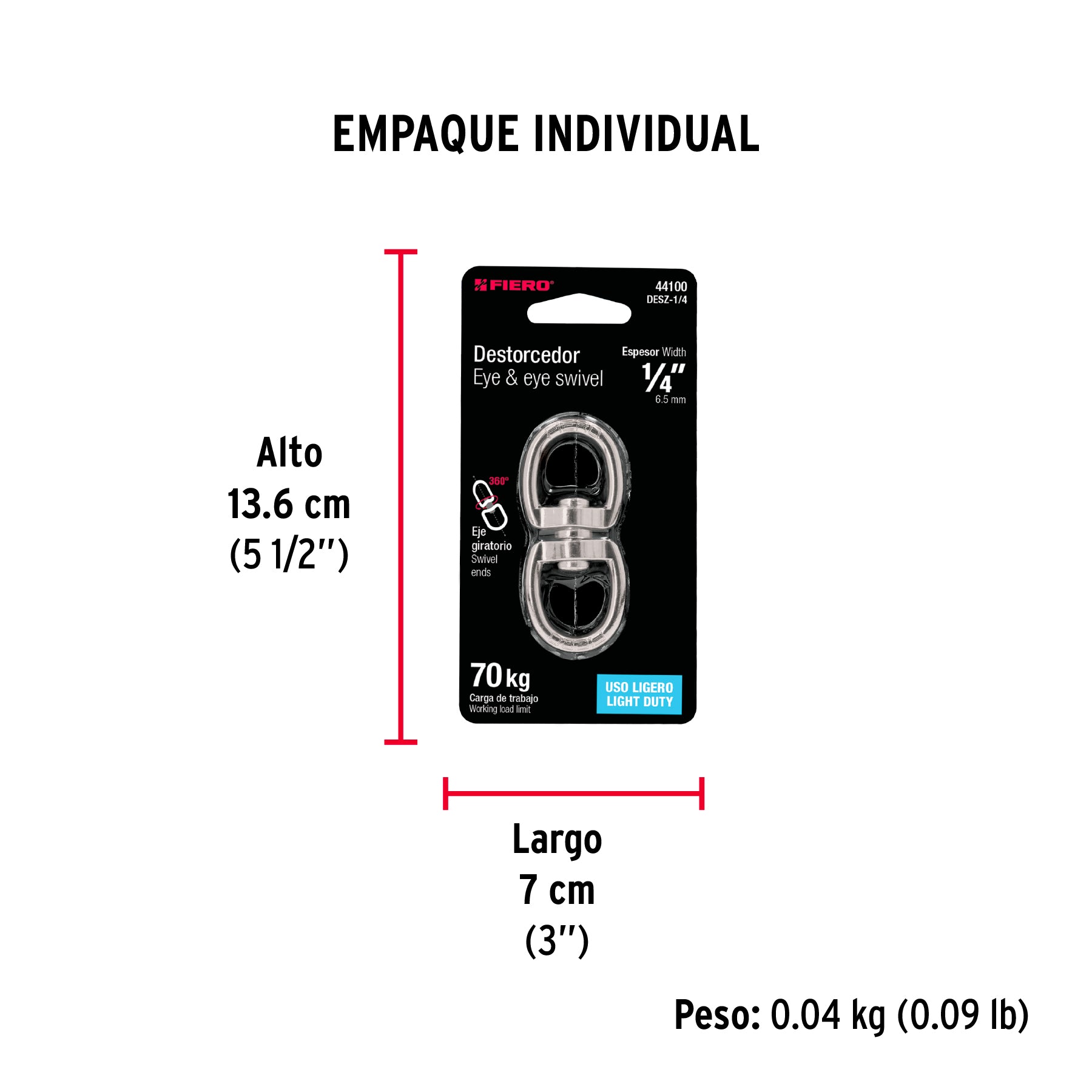 Destorcedor de zinc, para cable de 1/4"
