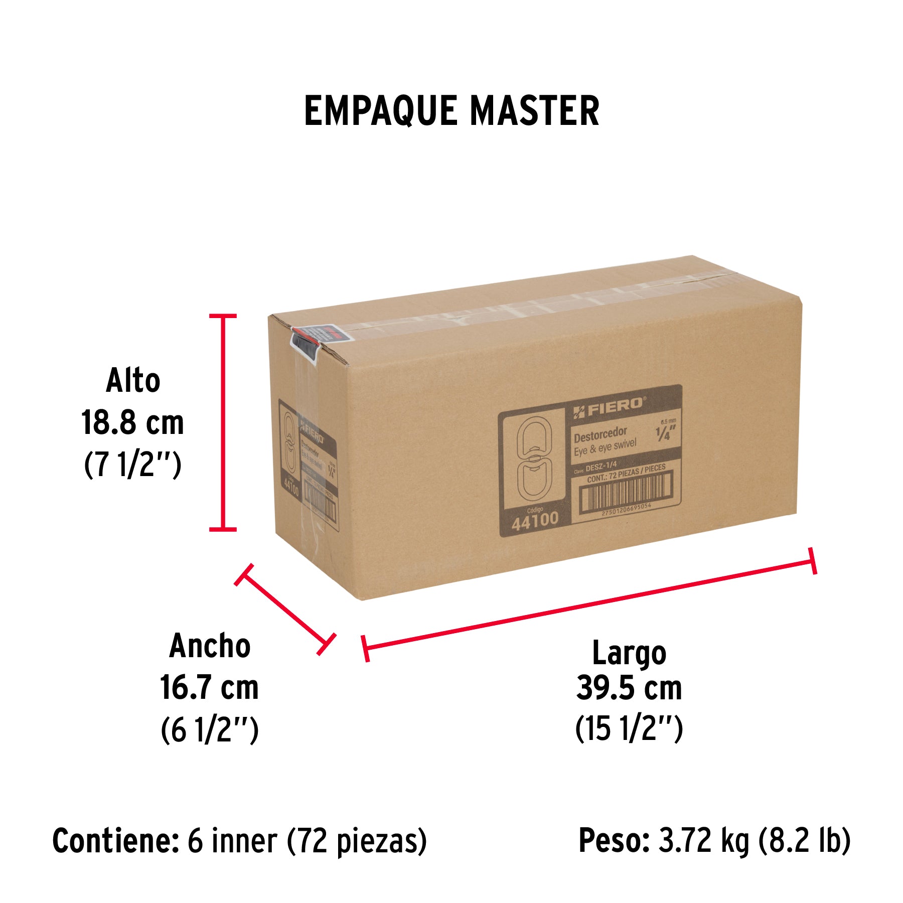 Destorcedor de zinc, para cable de 1/4"
