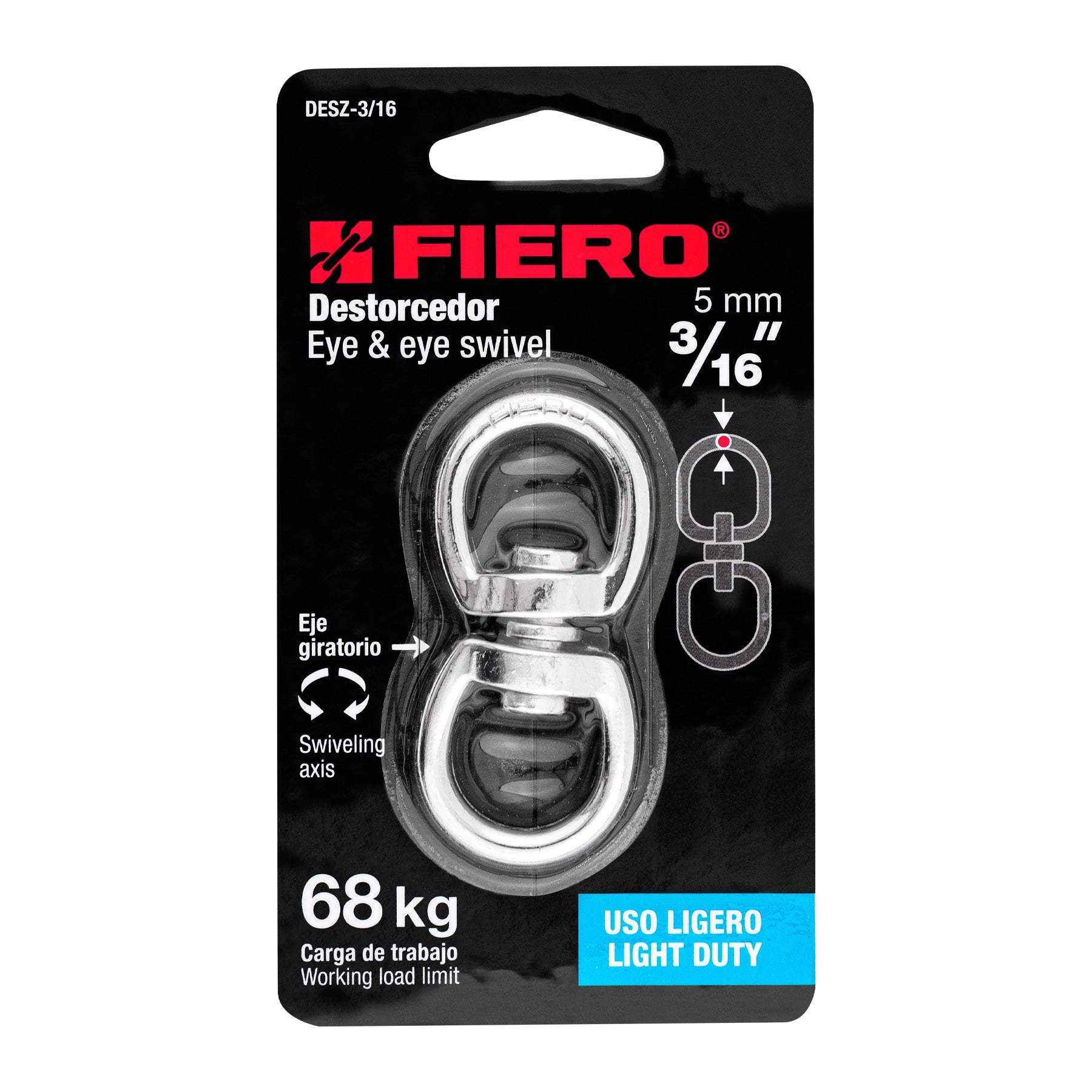 Destorcedor de zinc, para cable de 3/16"