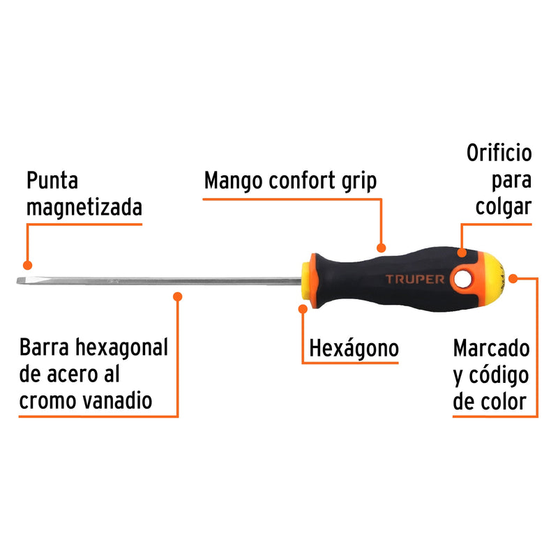 Desarmador cabinet 1/8X4-1/2" mango comfort grip 