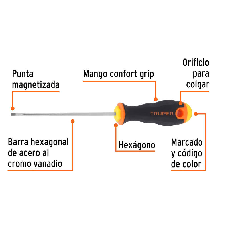 Desarmador cabinet 1/8x4" mango comfort grip