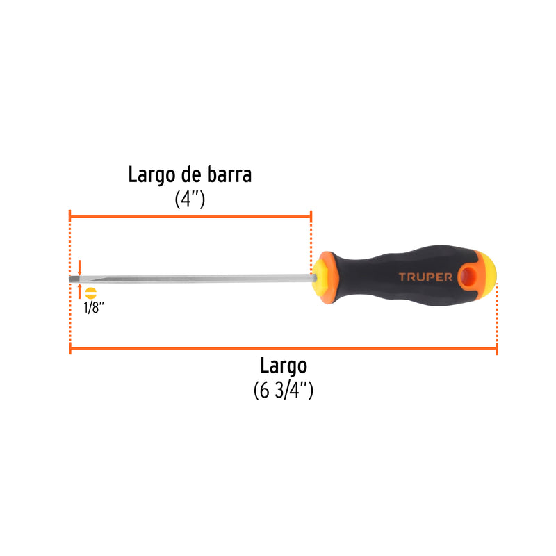 Desarmador cabinet 1/8x4" mango comfort grip